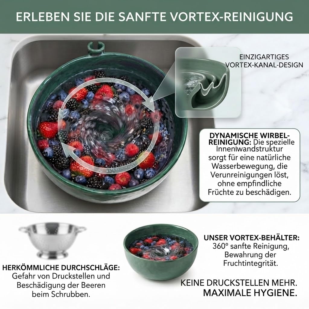 Obst Waschschale Beeren Waschschüssel Ceramic Berry Washing Bowl Fruit Washer Berry Bowl Obst Waschen Schüssel Selbstdrehende For Heidelbeeren Erdbeeren Tomaten Weintrauben， Milk coffee