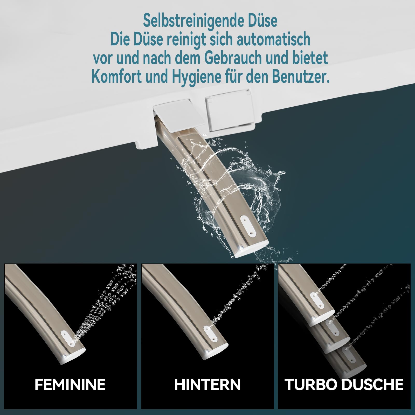 YOURLITE Smart Toilettensitz WC Bidet mit Düse,Absenkautomatik | Intelligenter Toilettendeckel,Japanische Toilette,WC Bidet,Fernbedienung,Einstellbarer Wasserdruck,Trockner,Nachtlicht