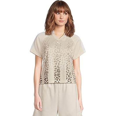 PUMA T7 Leo Luxe Relaxed Soccer Jersey alpine snow-all over print