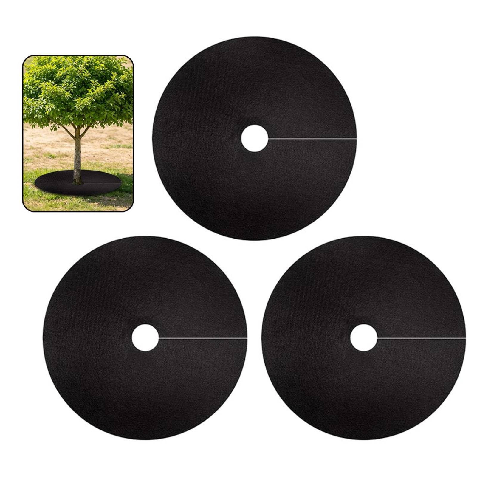 28inch Black Non-woven Tree Mulch Ring, Reusable Circular Tree Ring Mulch Mat Cover Plant Root Barrier Protector for Landscaping, Gardening, Breathable Moisture Retention,Control Ground Cover