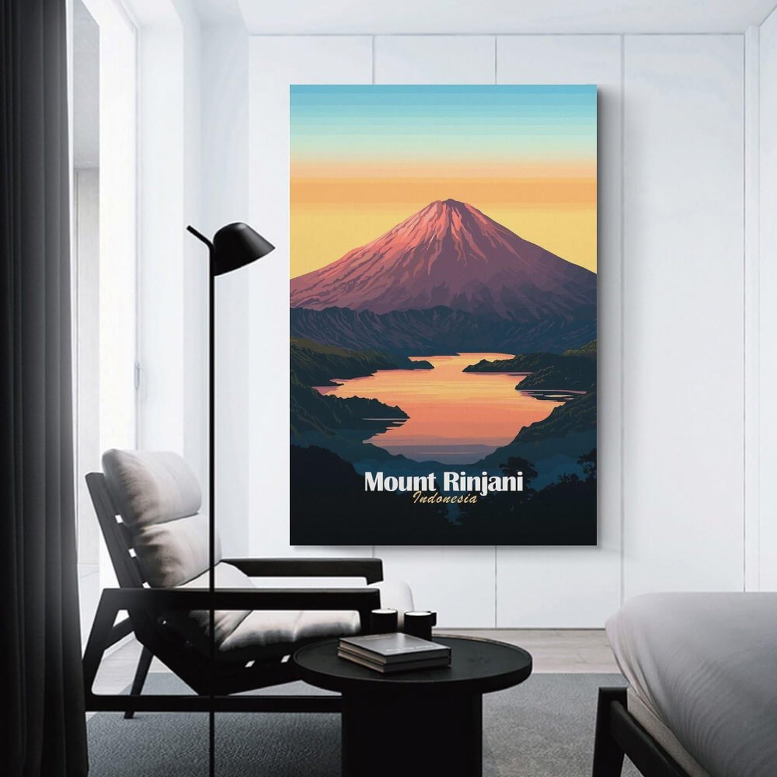 Junmoney Wall Picture Print Mount Rinjani, Indonesia, 24x36inch(60x90cm), for Lounge, Bedroom Or Personal Spaces, Canvas Artwork with Gifting Potential