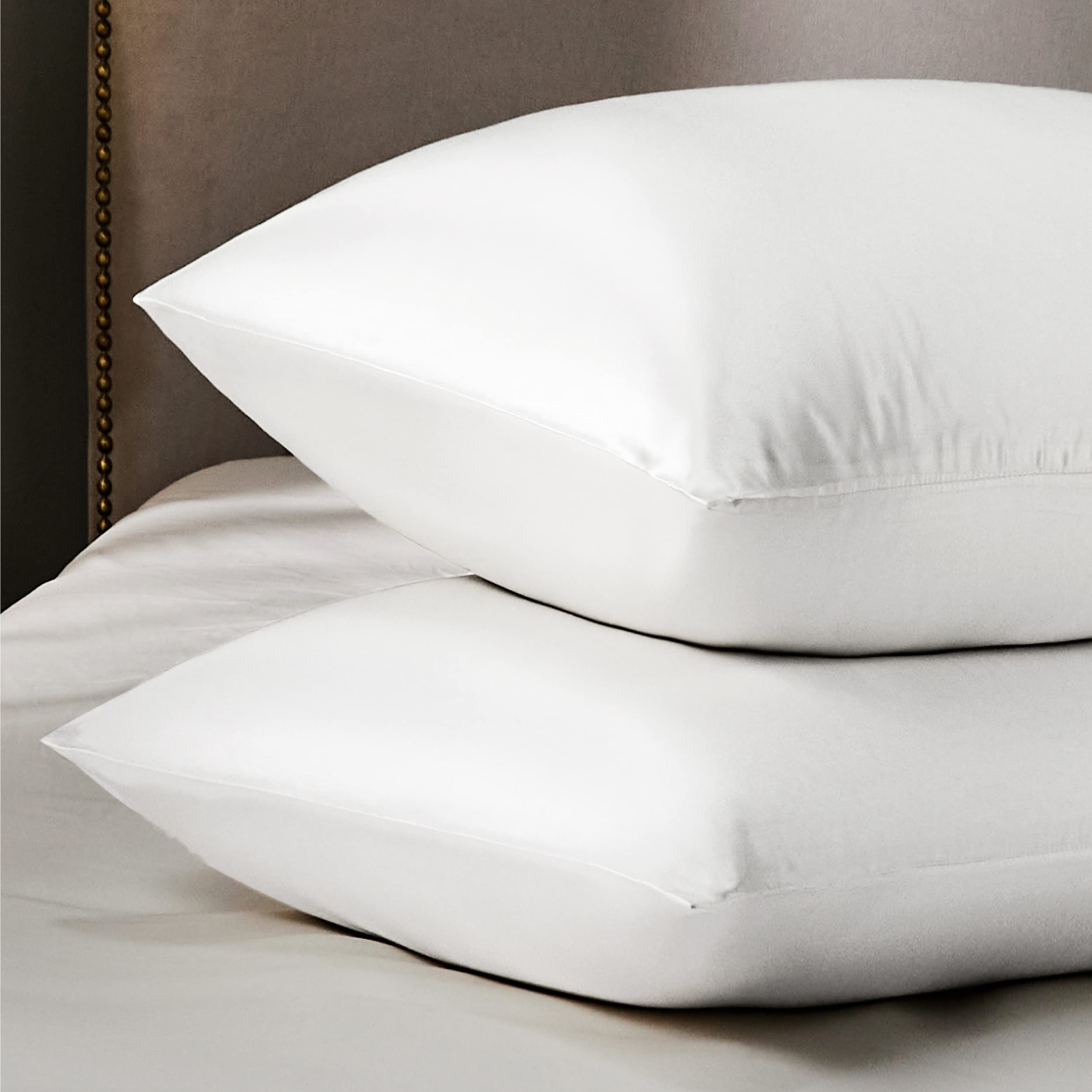 Bedsure Satin Pillowcases Standard Set of 2 - Ivory Silk Pillow Cases for Hair and Skin 20x26 inches, Satin Pillow Covers 2 Pack with Envelope Closure