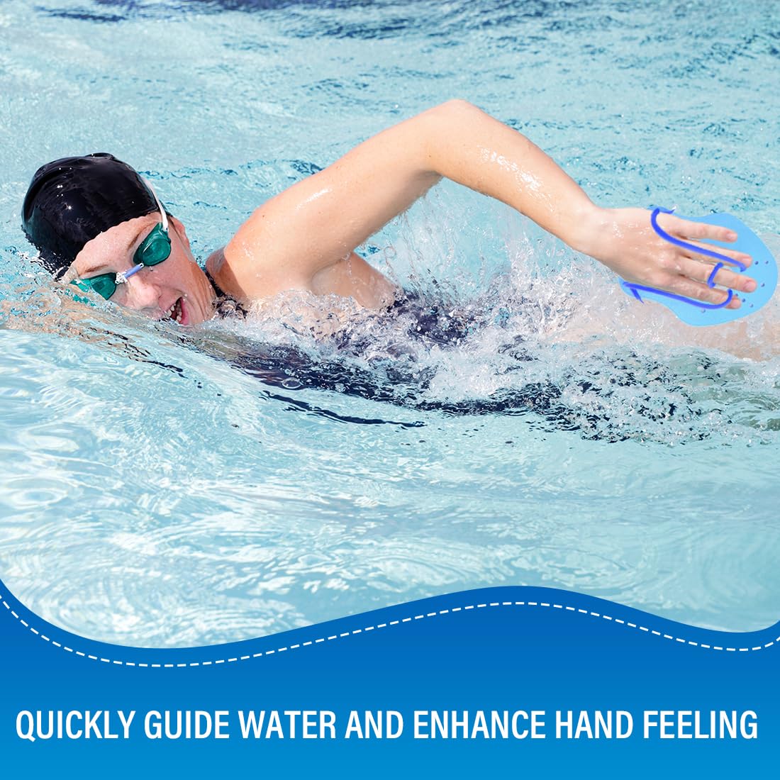Hand Paddle, Palette per Allenamento al Nuoto in Piscina e in Mare, Pagaia Regolabile Per Nuoto, Palette Per Allenamento Al Nuoto, Per Il Nuoto, Accessori Per l'Allenamento Per Adulti Unisex