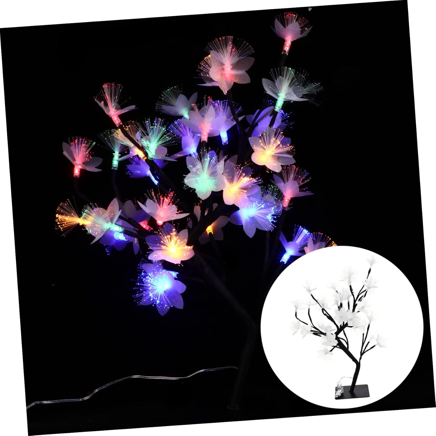 1個のファイバーオプティックフラワーツリーライト LEDデスクトップツリーライト フラワーツリーテーブルランプ 装飾ファイバーオプテ