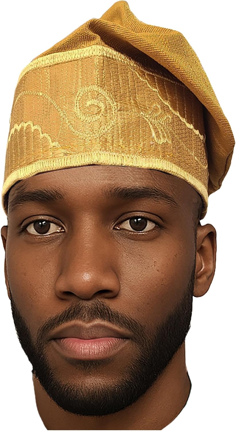 Embroidered ASO Oke Hat (Fila) - Traditional African Men's Cap | Black History | African Wedding | Yoruba Cap