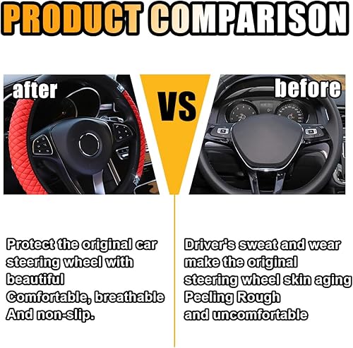 Miniatura 3 de Funda de cuero suave brillante para volante, 15 pulgadas, con diamantes de imitación coloridos con diamantes de imitación de cristal para mujeres y