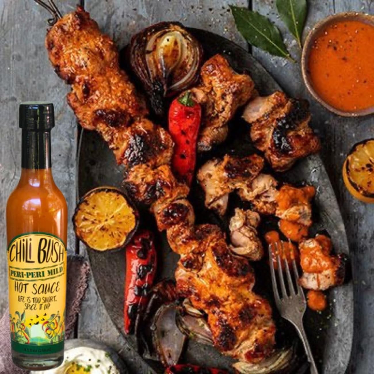 Chili Bush Peri Peri Sauce. Authentic Afro-Portuguese Flavor – Hot, Medium, or Mild. Traditional Recipe. Full Of Flavor With Perfectly Balanced Heat. 8.5 fl oz (250ml) Value Bottle. (Pack of 1, Hot)