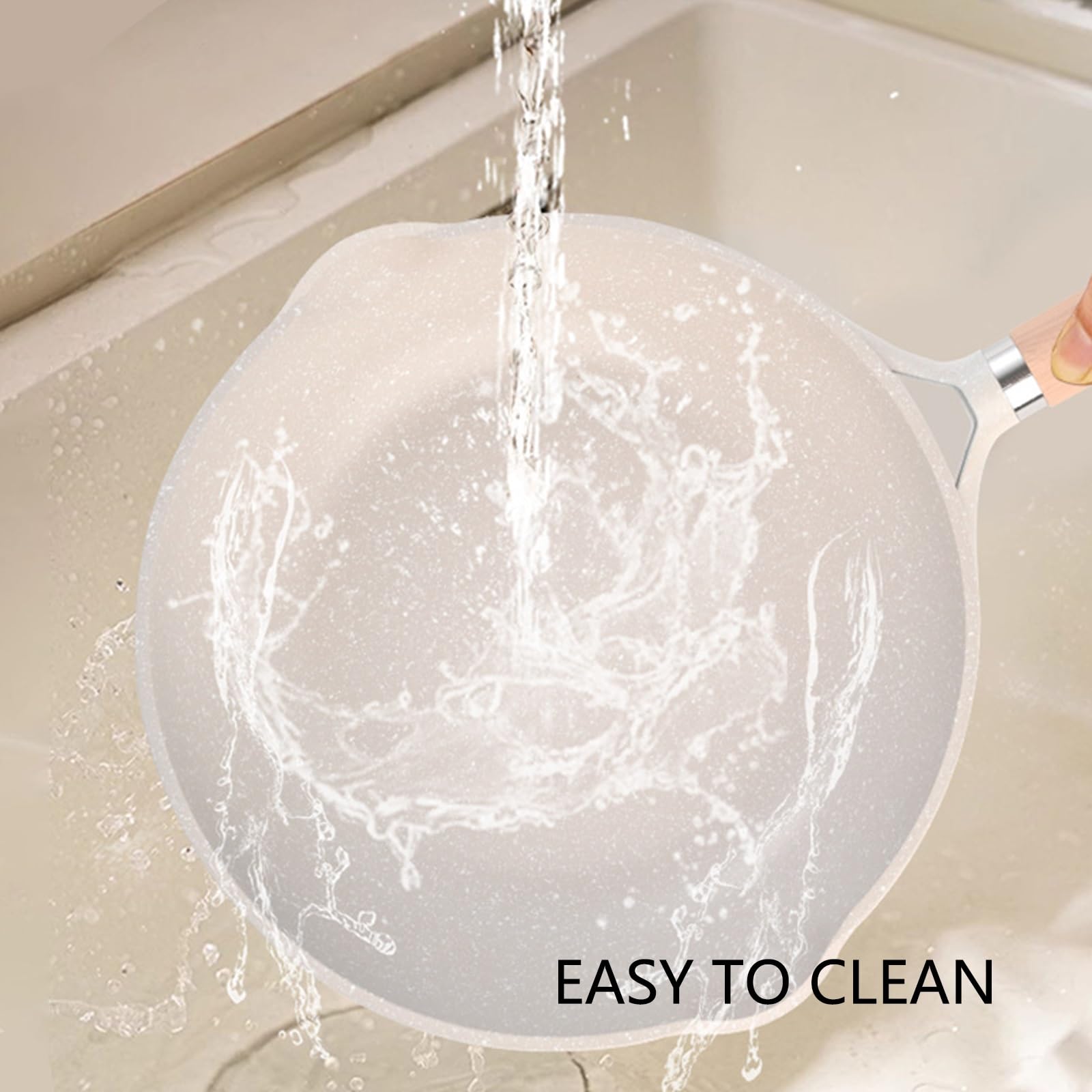 Sartén Antiadherente de Gran Capacidad,con Distribución Uniforme del Calor | Fácil de Limpiar,sin Remaches,Compatible con Distintos Tipos de Fogones(24cm/9.4in,Without lid)