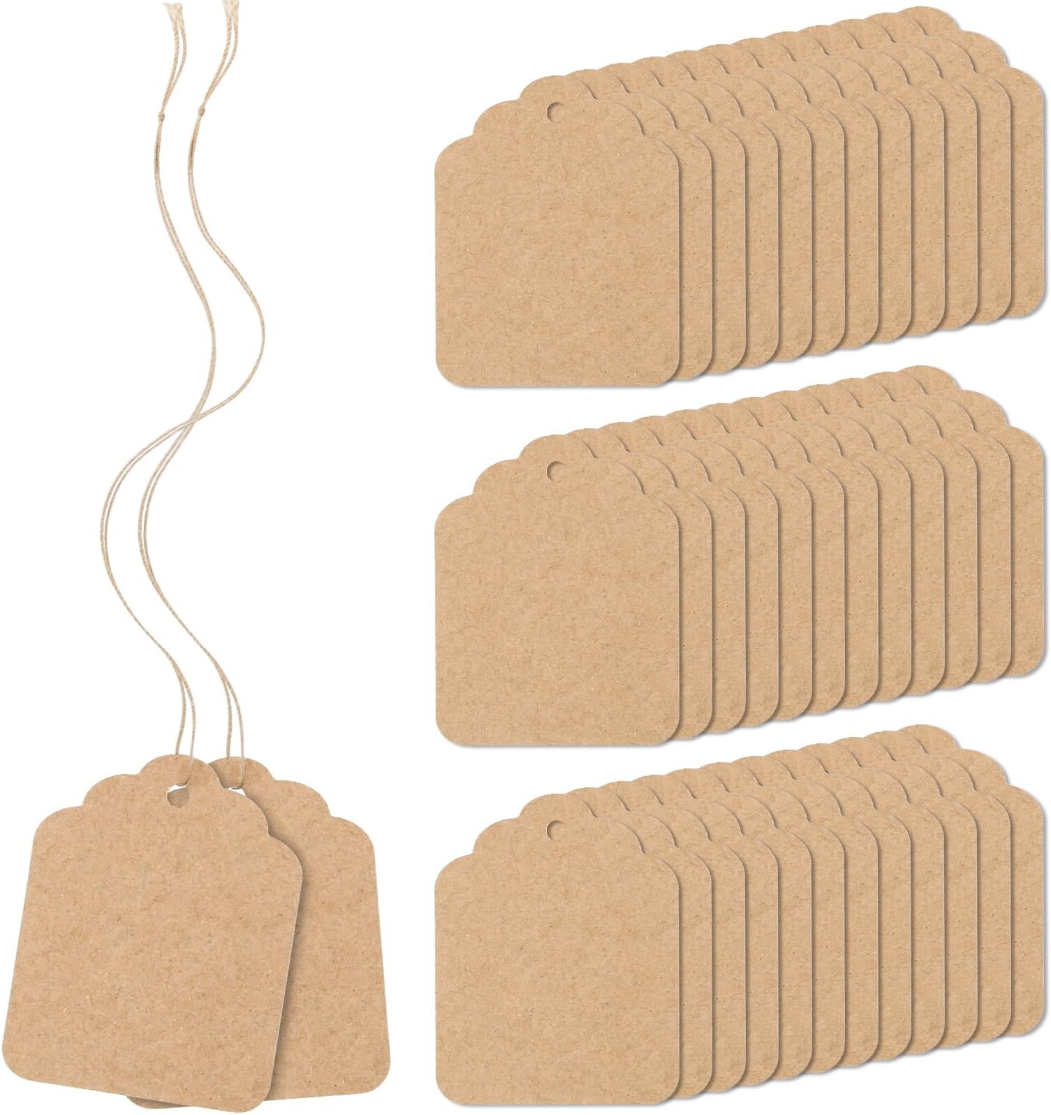 200PCS Price Tags with Pre Cut Jute String and Safety Pins