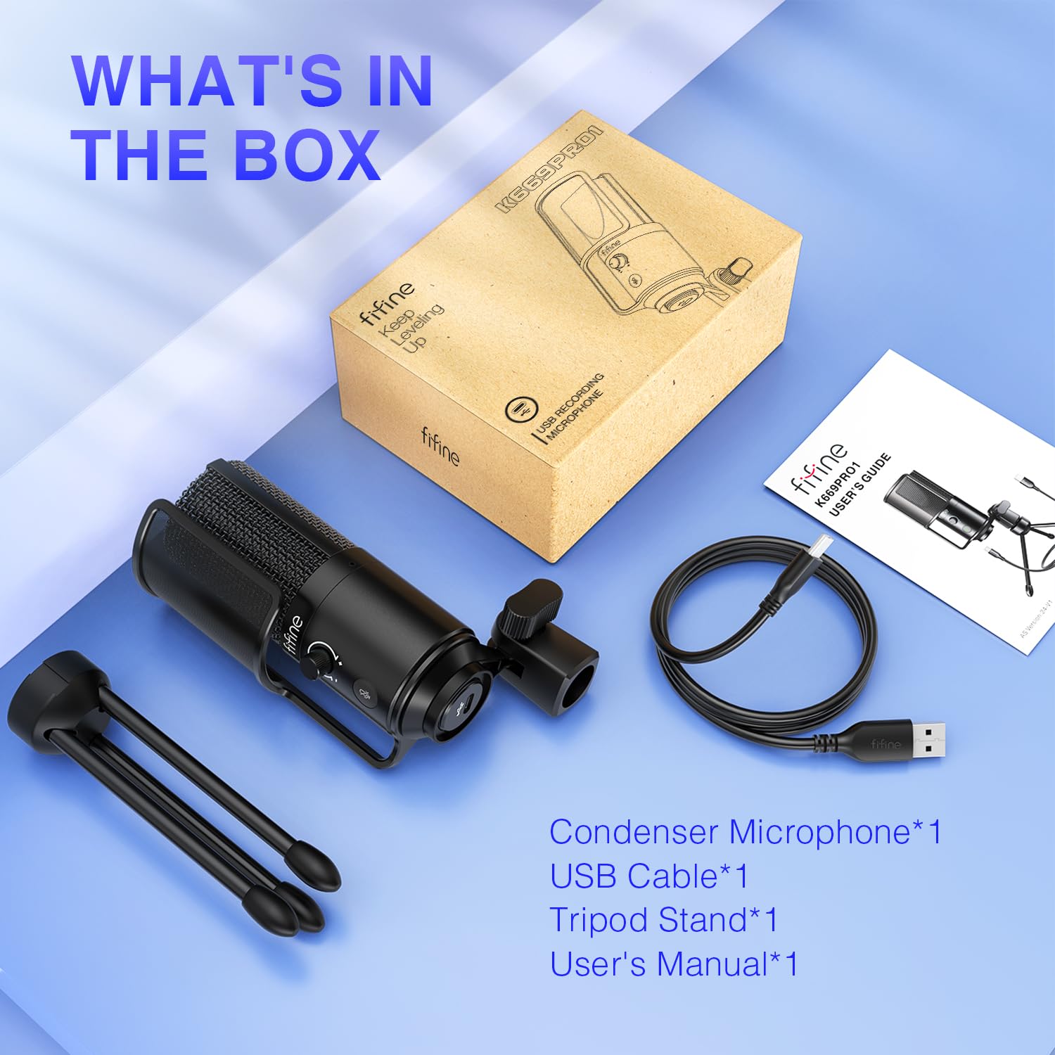 FIFINE Microfono USB per podcast, microfono a condensatore per PC Plug & Play, kit microfono con braccio a braccio, diaframma grande da 16 mm, pulsante mute per registrazione canto, streaming, YouTube