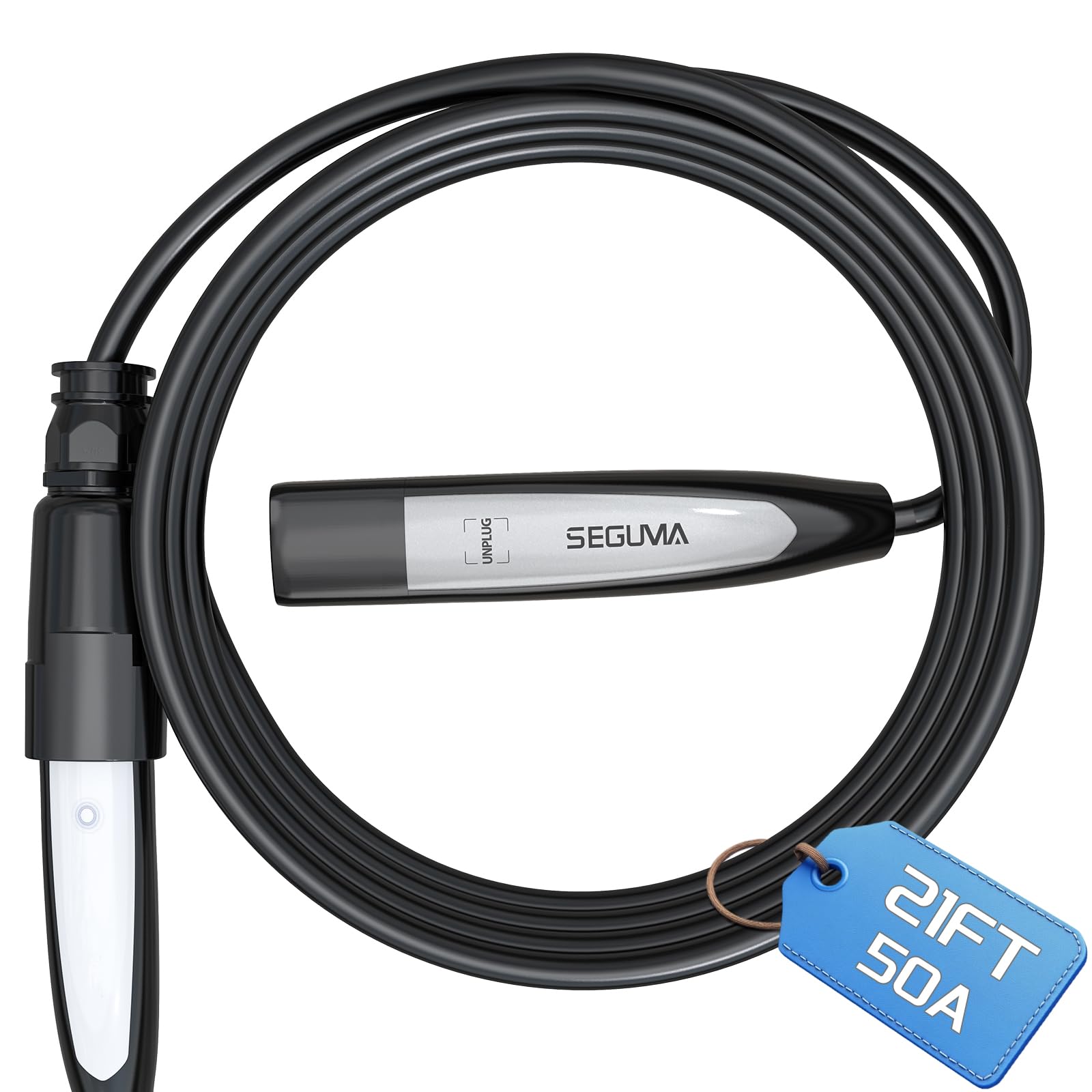 SEGUMA EV Charger Extension Cord for Tesla, 50Amp 21ft Max Support 240V 12kW with NACS Extension Cable for Level 1 & 2 NACS Charger Tesla Wall Connector, Tesla Extension Cord for Model Y/X/3/S