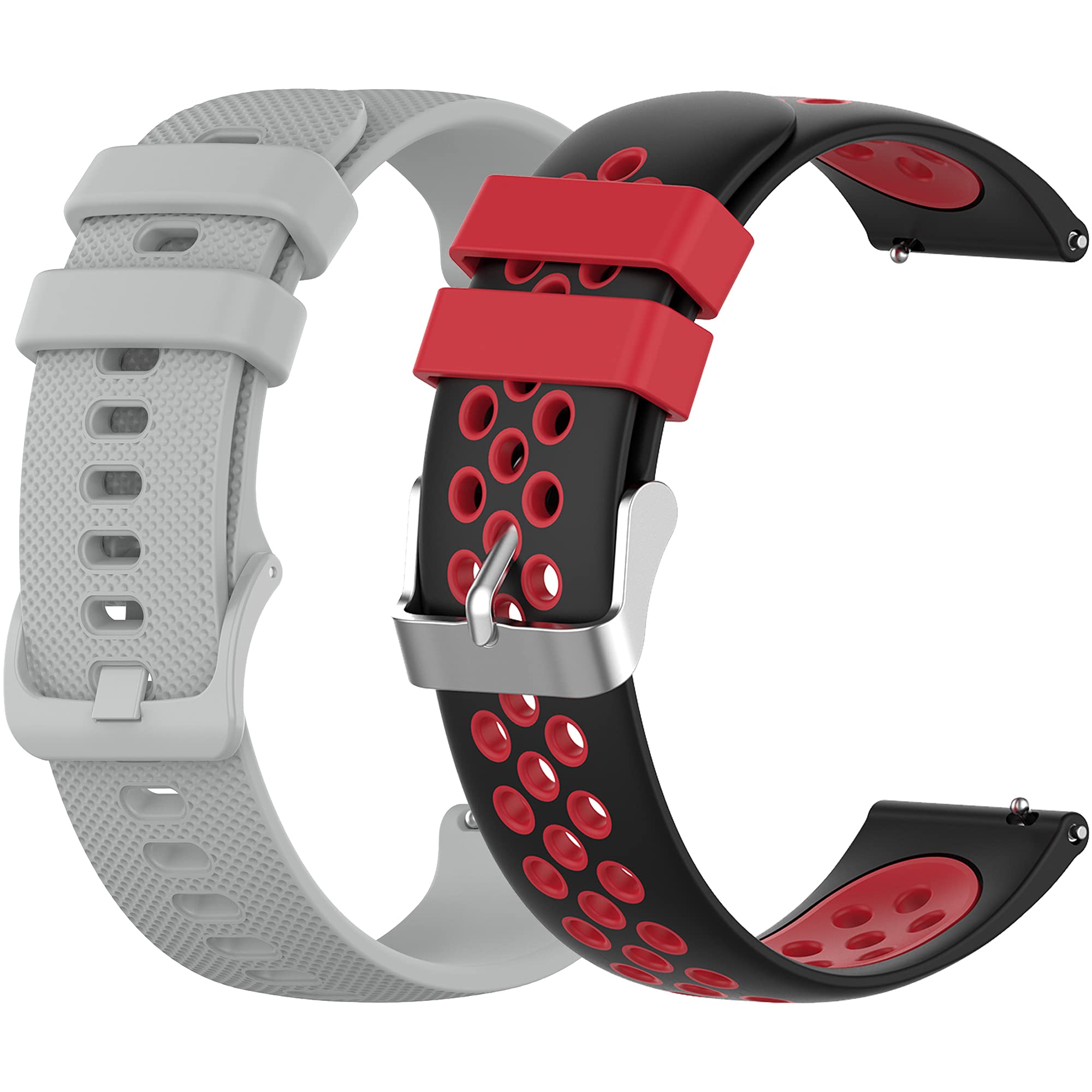 Bracelets compatibles avec Amazfit Bip/Bip Lite/Bip U/Bip S, bracelet de rechange en silicone souple à dégagement rapide pour Amazfit GTS/GTS 2/GTS 2 Mini/GTR 42 mm (noir gris)