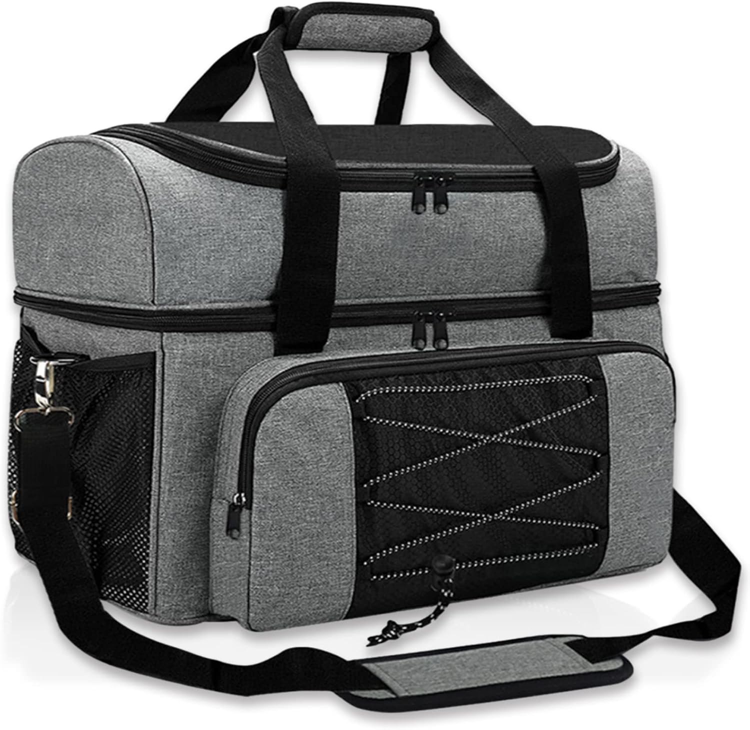 LRTJ Bowling Bags 2 Balls and Shoes-Bag for Bowling ball-Bowling bag with Wooden Ball Holder-Double Balls Tote Bag fits a Single Pair of Bowling Shoes Up to Mens Size 16 and Extra Essentials