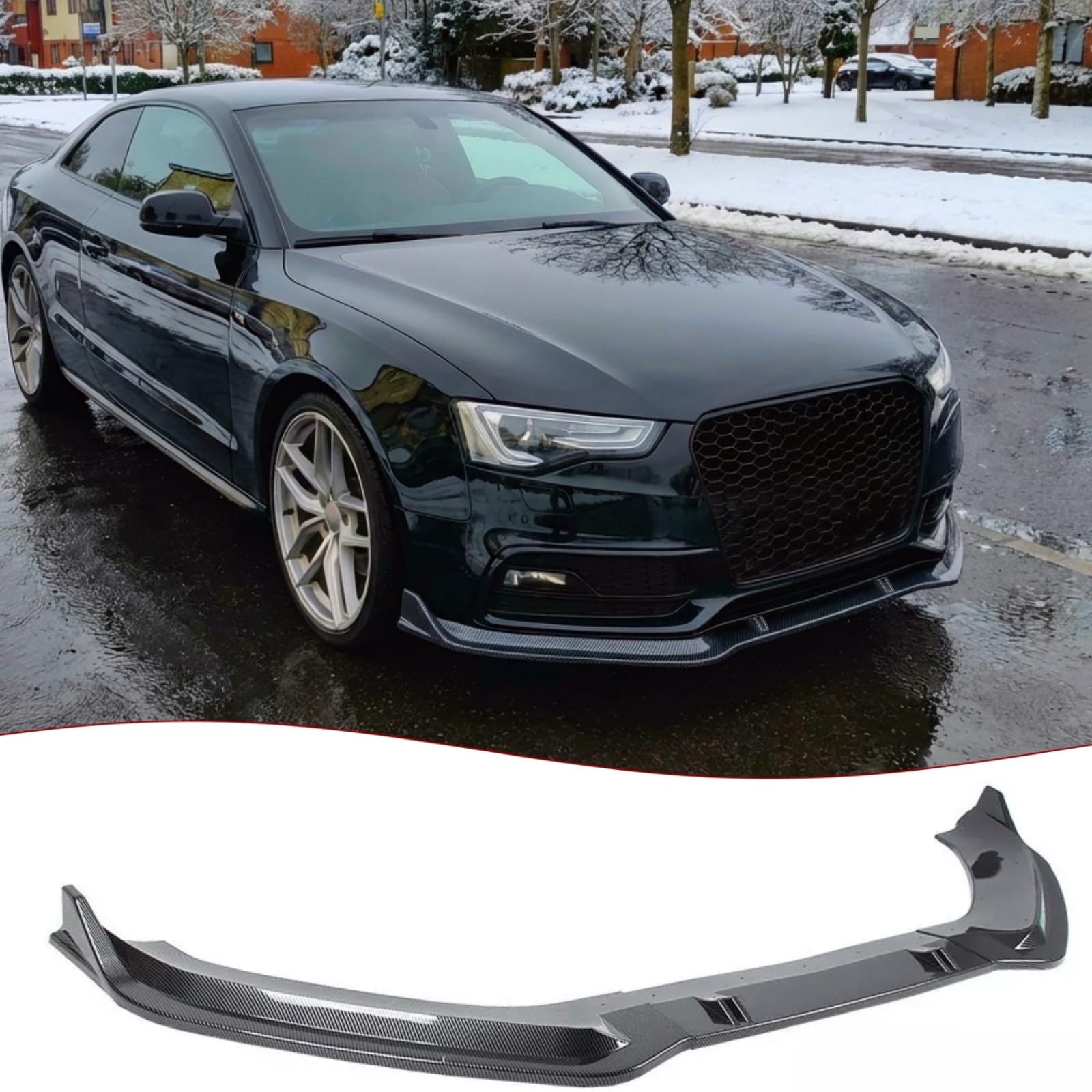 Photo 1 of STSEV01 Front Bumper Lip Splitter Spoiler Fit for Audi A4/ S4/ B8 B8.5 2008-2016 + A5/ S5/ B8 B8.5 2008-2017 Accessories, 3pcs Air Dam Chin Body Kit Underbody Lip (Gloss Black)