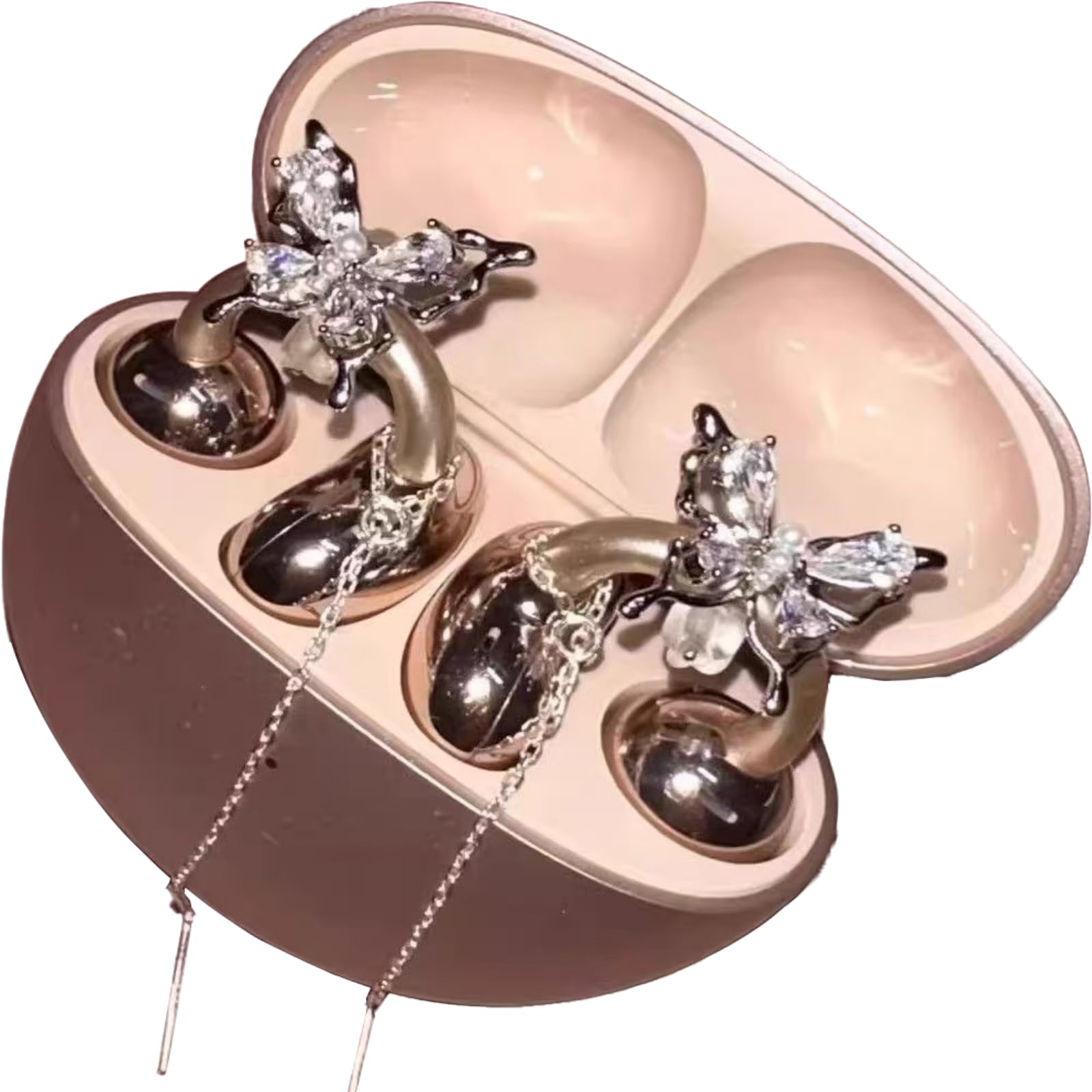 Stylish Detachable Earrings use for Open-Ear Clip-On Headphones,Rhinestone for Earbuds Open Ear, Clip On Earbuds Accessories,Rhinestone Accessories DIY Decoration