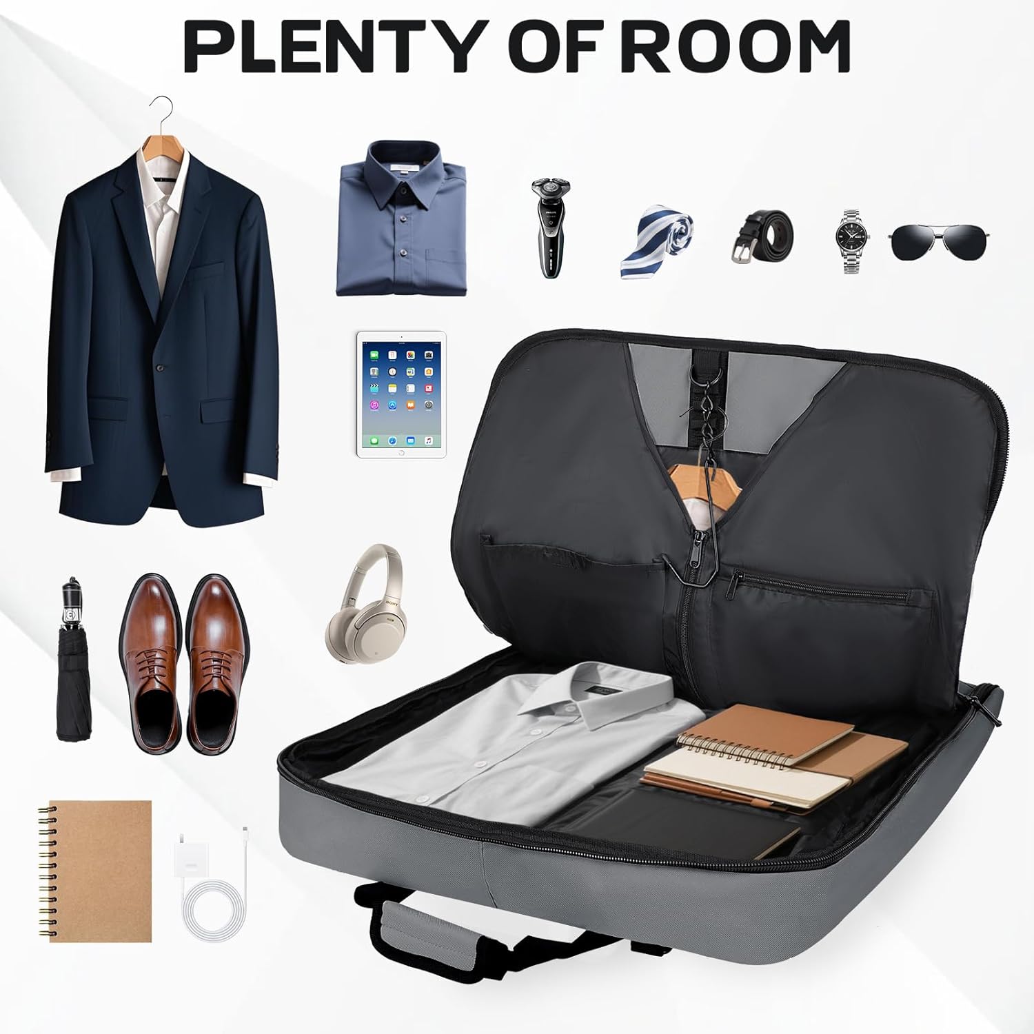 Garment Bags for Travel,46.5'' Waterproof Carry on Garment Bag for Hanging Clothes,Foldable Suit Bag for Travel Business