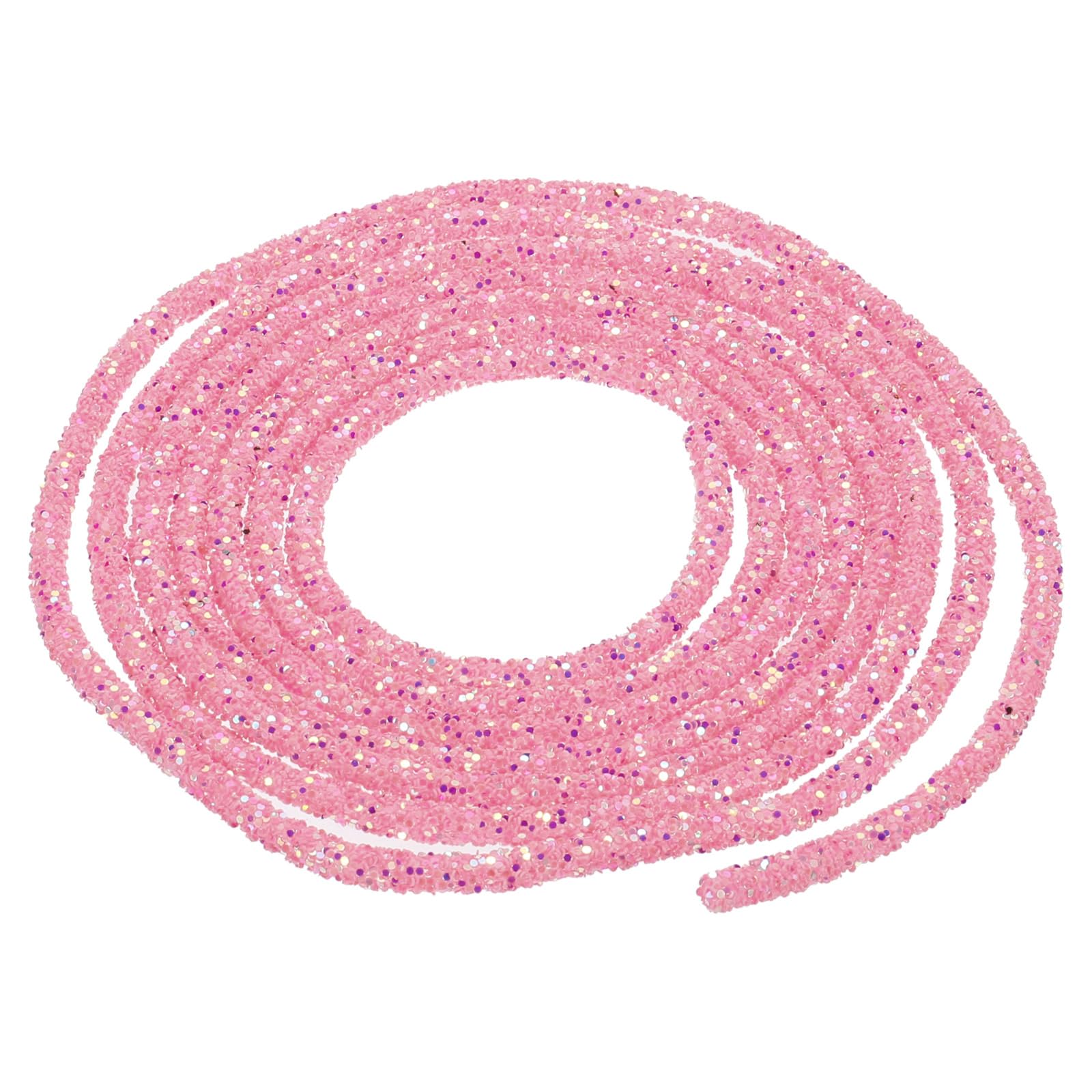 sourcing map 2.5 Yard 6mm 0.24 inch Glitter Sequins Rope Sequins Rhinestone Tube Cord for DIY Wedding Dresses Costume Clothing Shoes Jewelry Accessory Light Pink