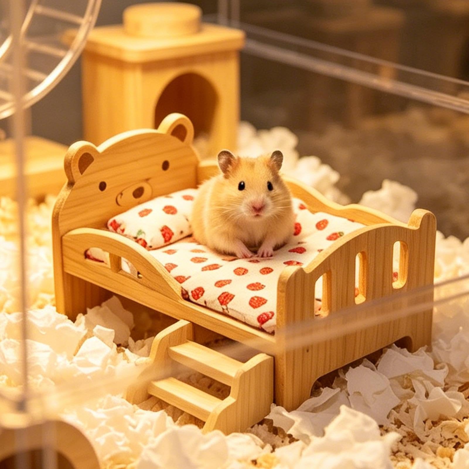 Cama de Hámster Mobiliario De Descanso De Madera Destinado A Animales De | Cama Habitable de Madera para Pequeños Roedores Enanos para Jerbos Enanos, Erizos, Hámsters, Chinchillas, Conejo