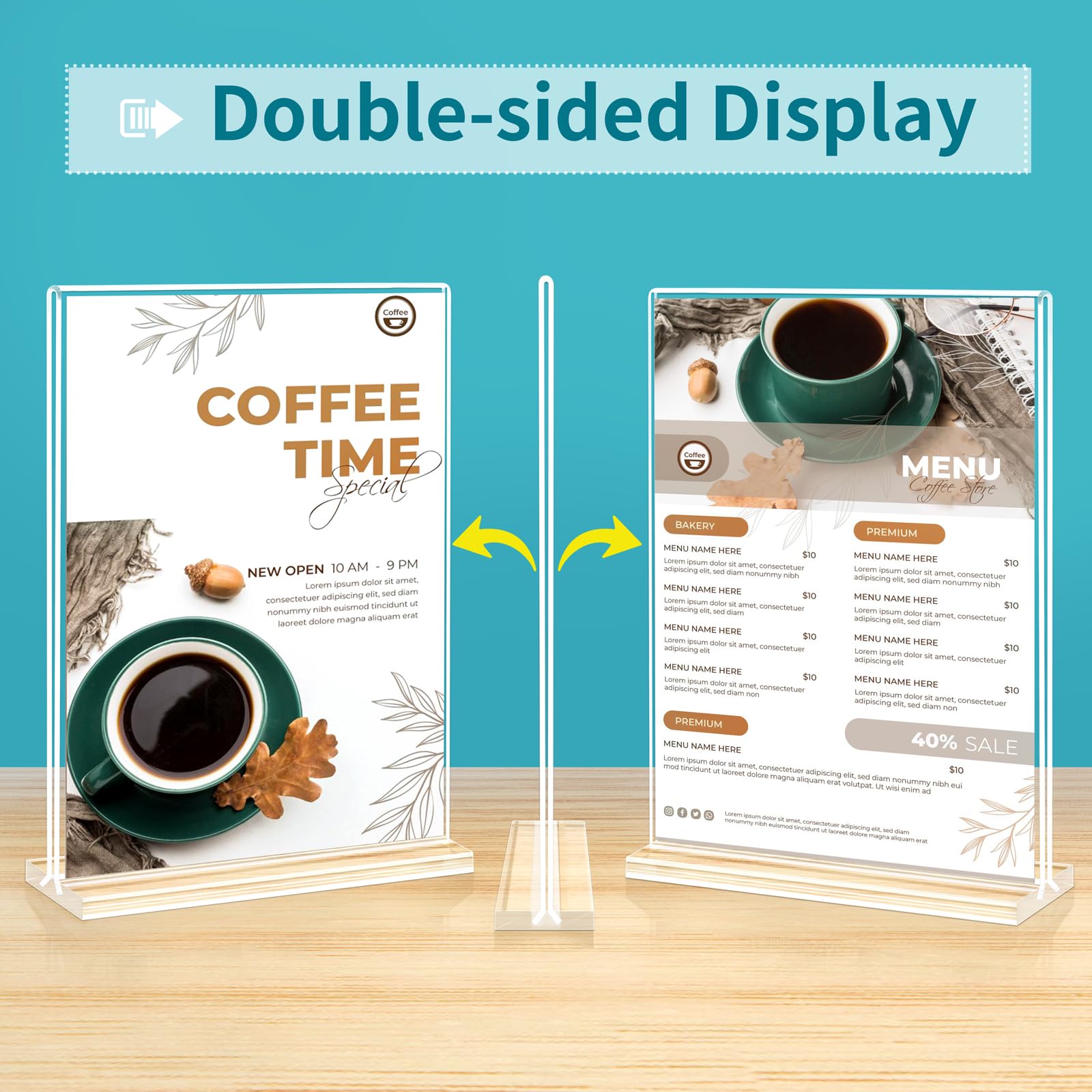 Snapklik.com : Sign Holder 8.5 X 11, 3 Packs T Shape Plastic Clear ...