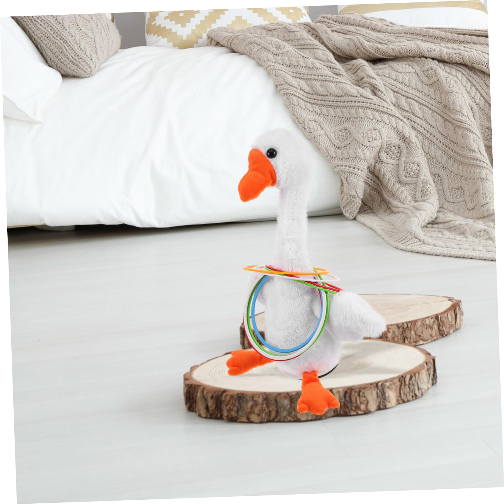 Gioco di Lancio Anelli Interattivo per Bambini Anatra Elettronica, Leggero in Peluche, per Asili Nido e Bancarelle Notturne, Set Completo per Divertimento Educativo