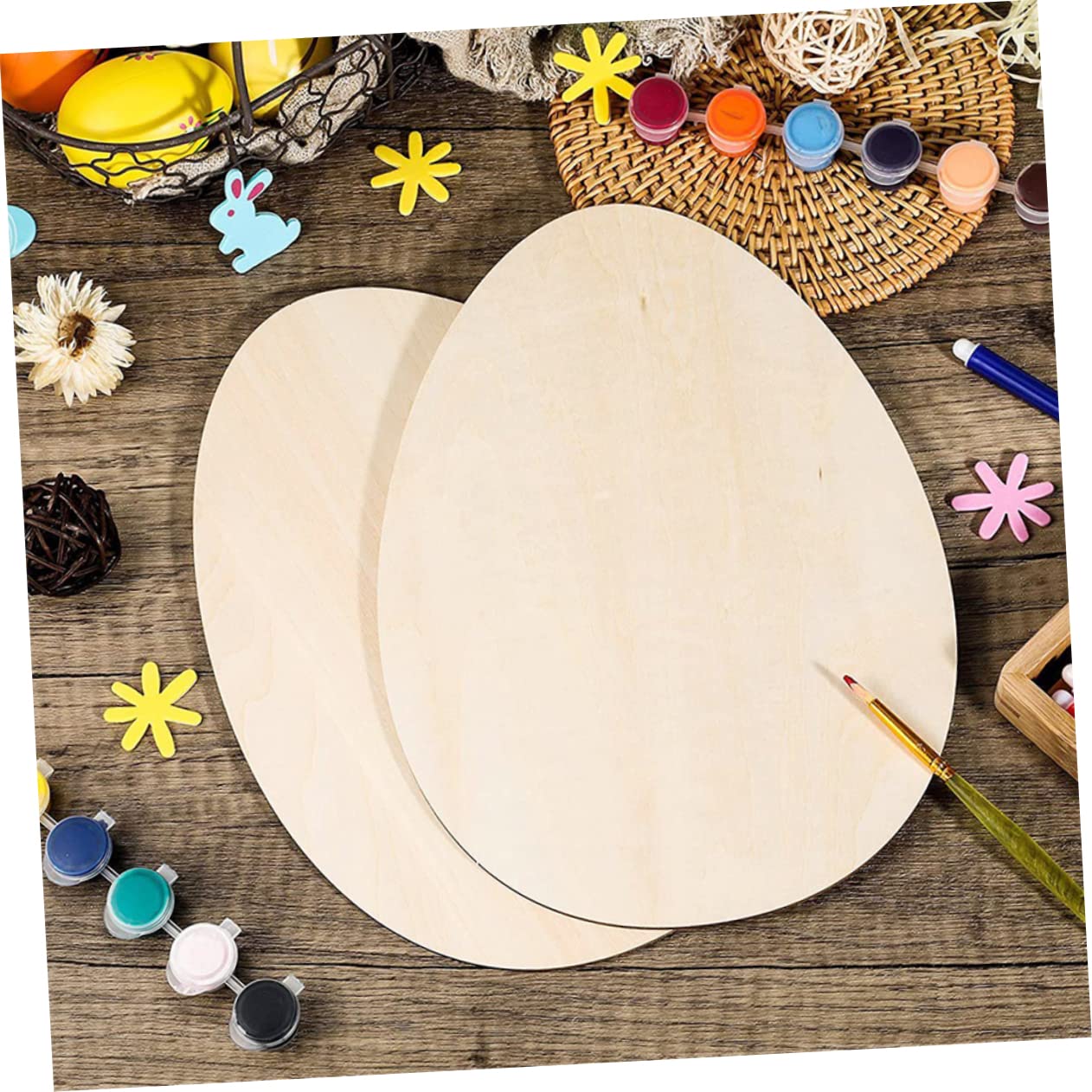 12 Stück Unlackierte Holz Ostereier Diy Holzschnitt für Bastelprojekte Blanko Holzscheiben zum Bemalen Frühlingsdekoration für Bastelfans