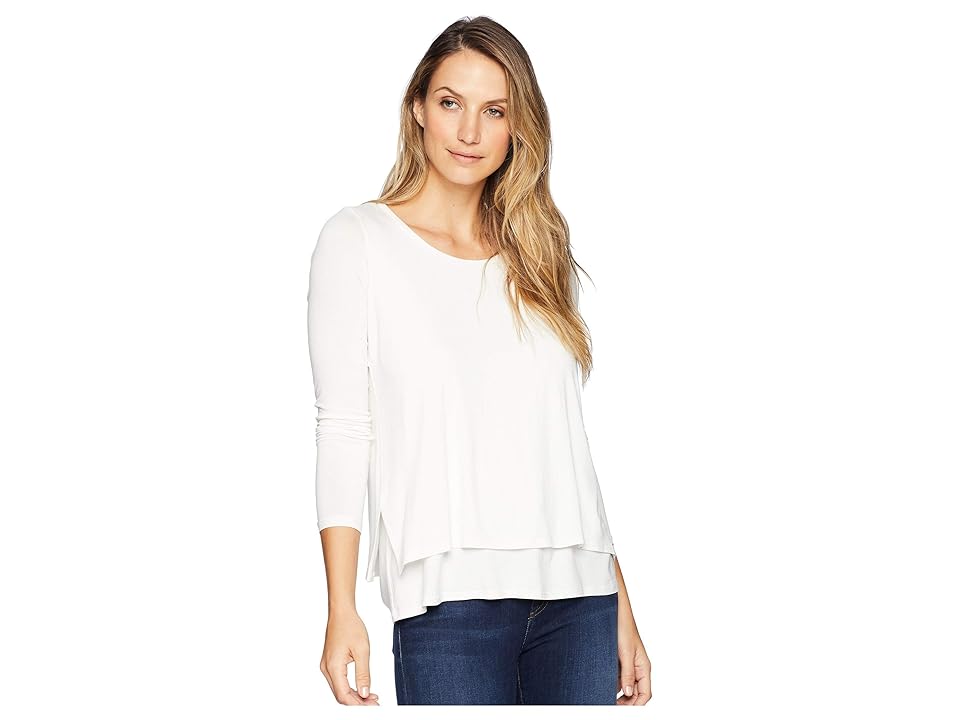 

Elliott Lauren Scoop Neck Double Layer Top (White) Women's Clothing