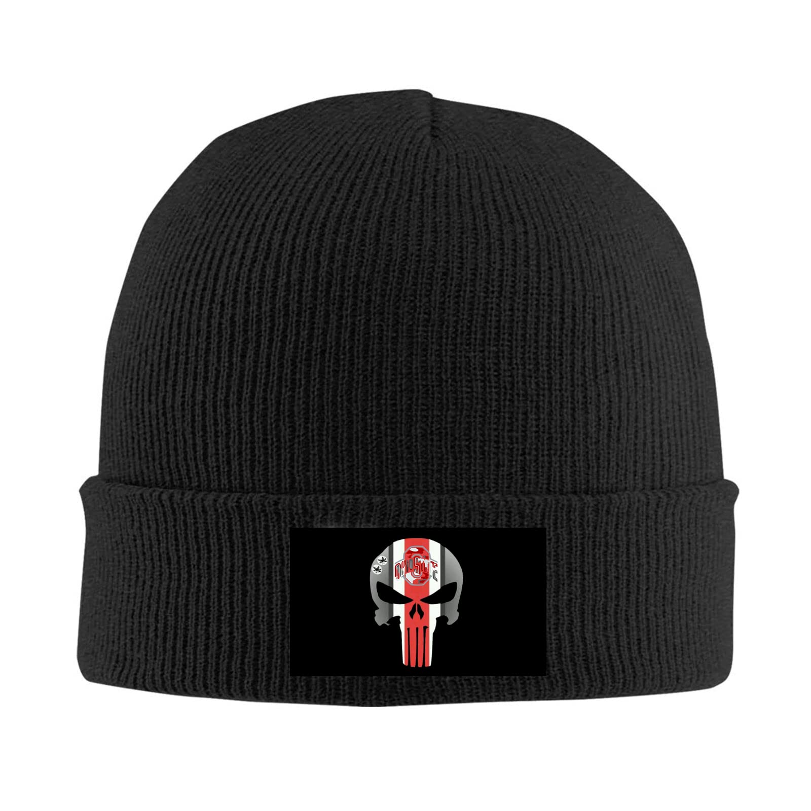 kenwozi Ohio State University Skull OSU Ohio State Buckeyes Flex Winter Warm Knit Beanie Cap Black
