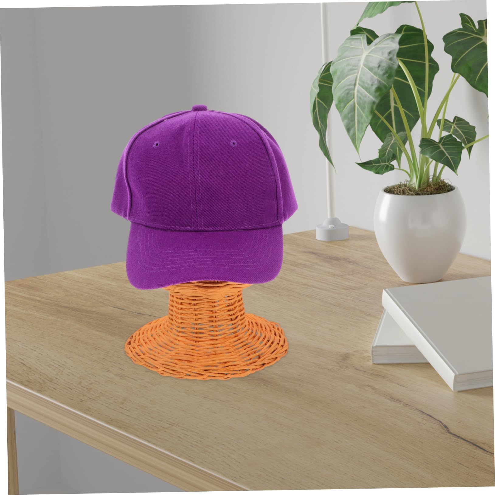 PRETYZOOM Expositor Sombreros Ratán Tejido, Soporte Cúpula Decorativo