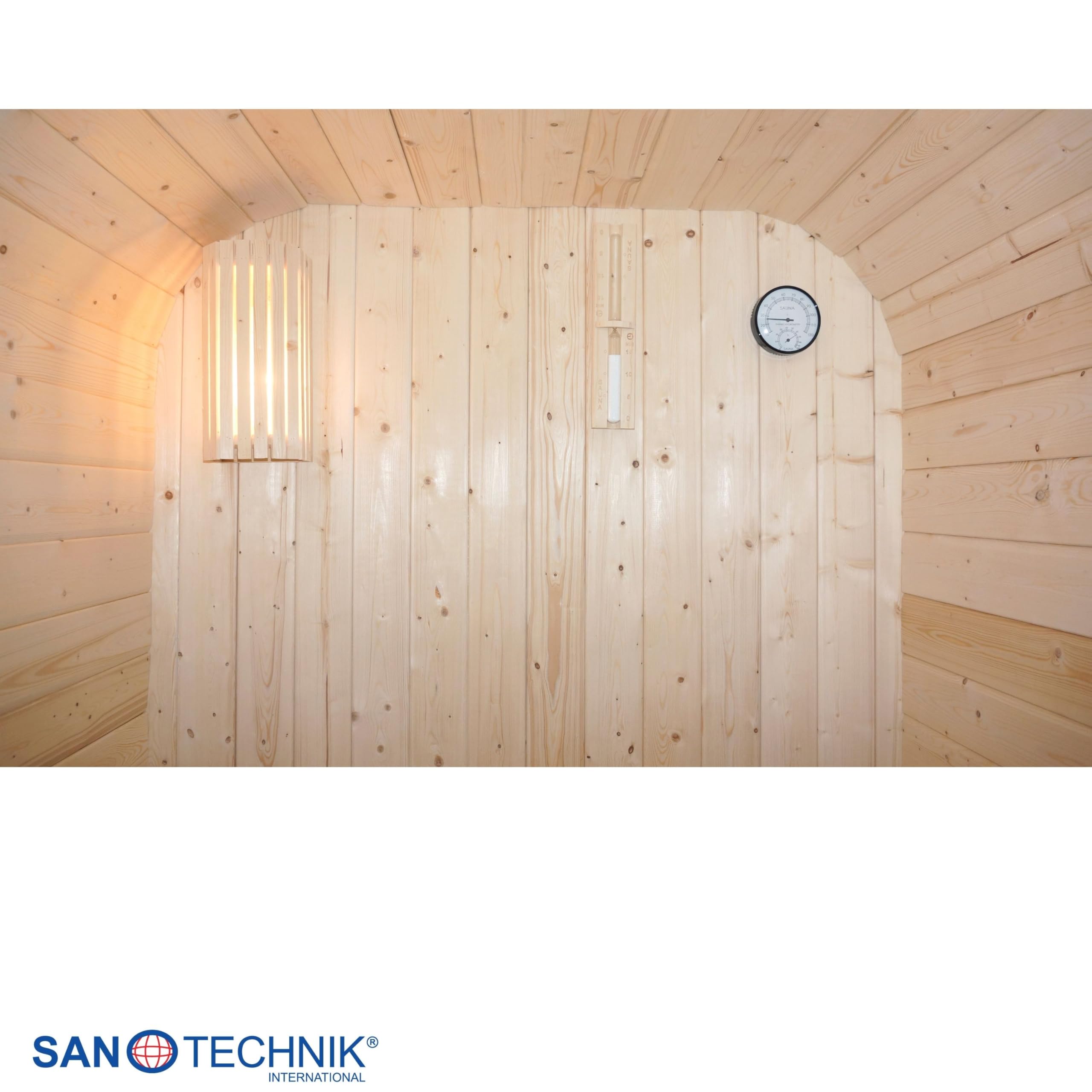 SANOTECHNIK Sauna tonneau d'extérieur Lindholm, 128,2 x 120 x 194 cm, 1-2 personnes, poêle 3,6 kW