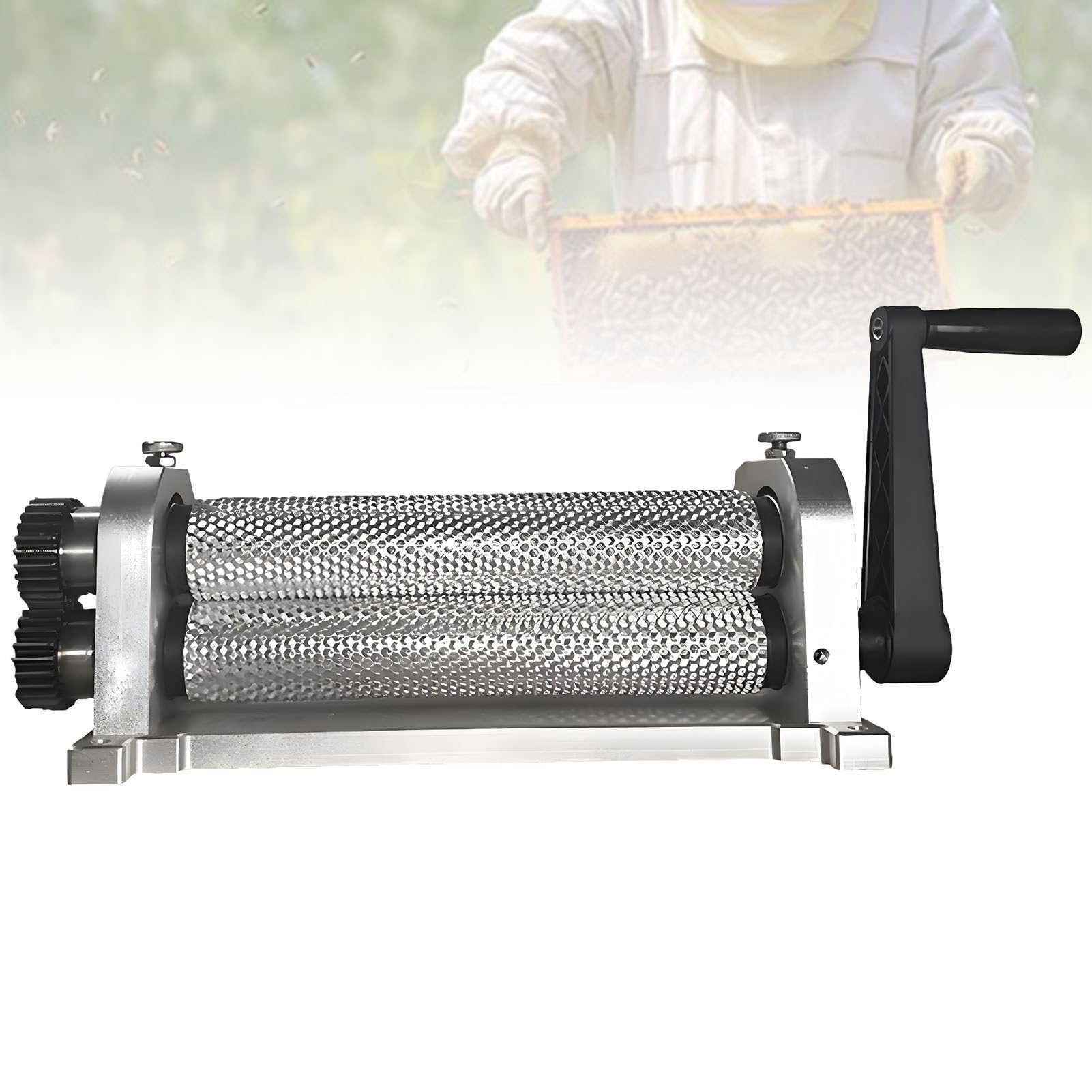 ExoticaBlend Manual Beeswax Comb Foundation Roller Mill Machine 50x 280mm Bee Wax Foundation Sheet Mills Machine Bee Wax Rollers Stamper Printing Machine Cell 5.4mm