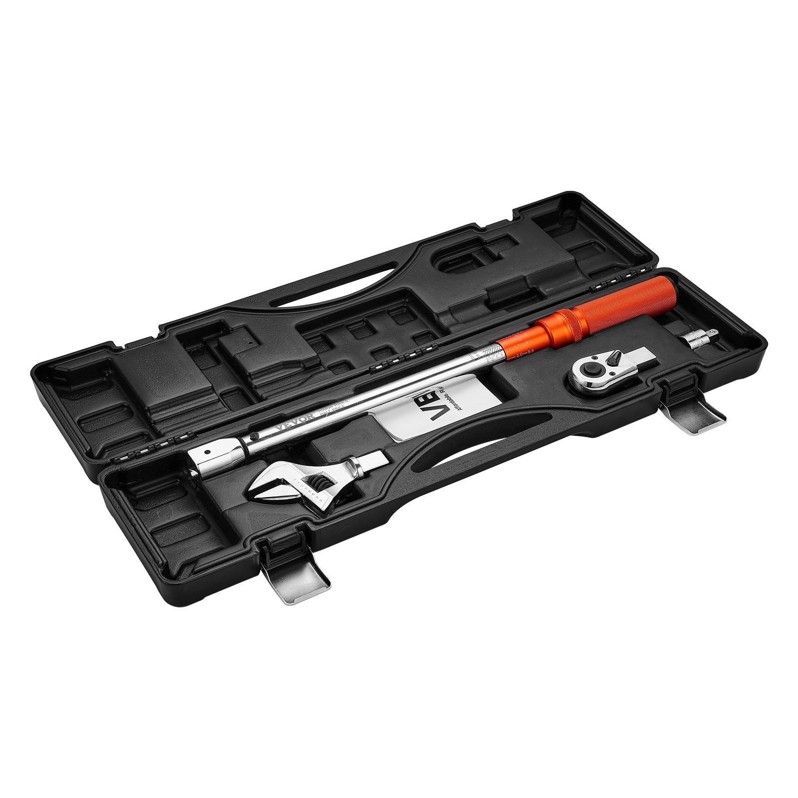 VEVOR Clé Dynamométrique à Déclenchement Entraînement 13 mm 27,1-216,8 N.m, Clé à Cliquet Bidirectionnelle et Réglable, 72 Dents, avec Adaptateur et Mâchoire Interchangeable, pour Réparation Auto