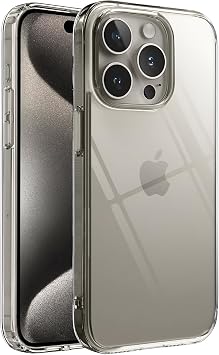 Minesk iPhone 15 Pro Max ile Uyumlu Crystal Clear (Ultra Şeffaf Silikon) Kılıf Arkası Sert Polikarbonat Kenarları Yumuşak TPU Darbe Emici iç Hava Yastığı Destekli Kapak (15 Pro Max)