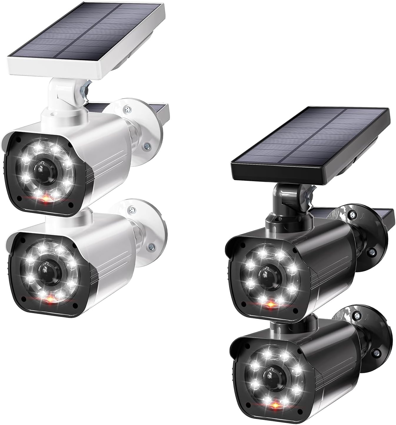 WALI Bundle – 2 Items: 2 Solar White Fake Dummy Cameras，2 Solar Black Fake Dummy Cameras（TCW2-SOL+TCB2-SOL）
