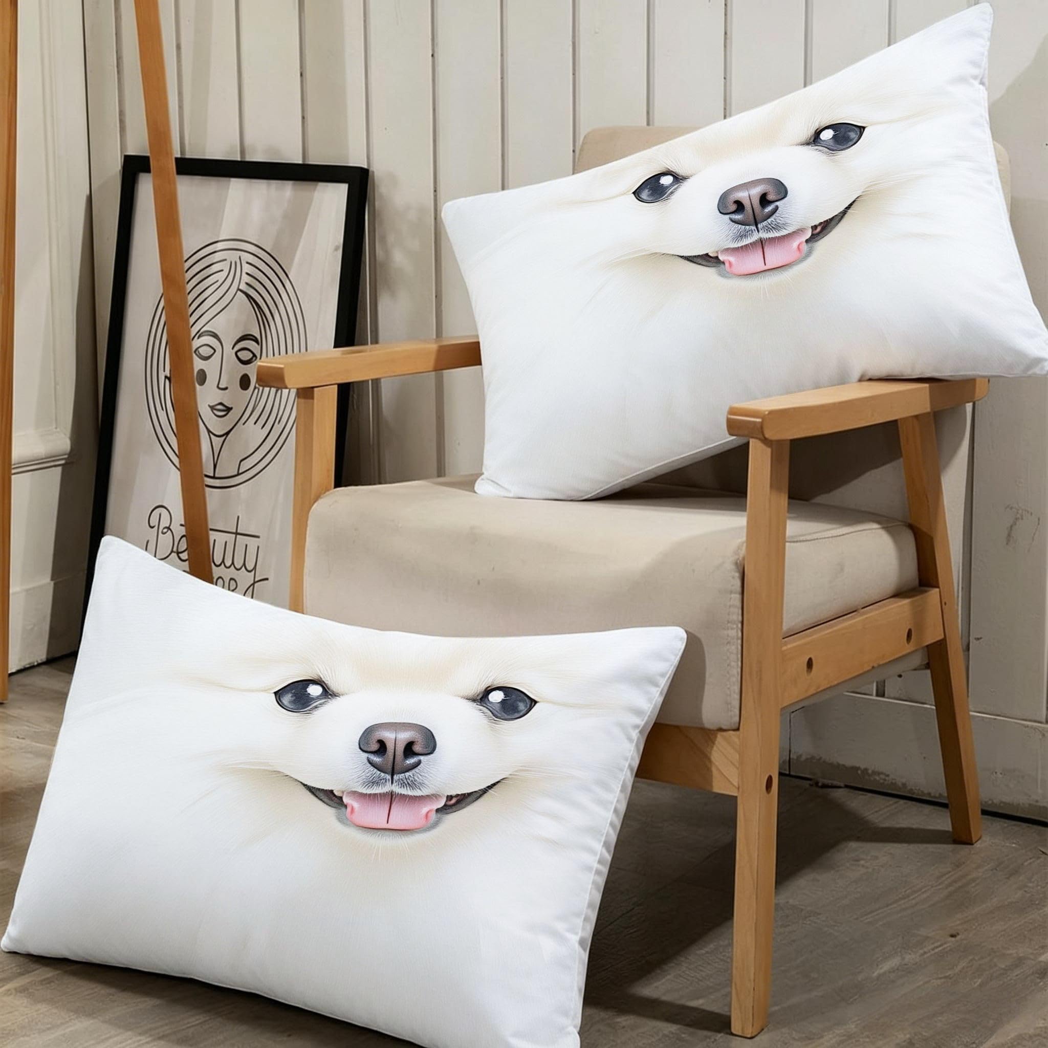 Copripiumino Matrimoniale Cane Bianco 260x240, ZW48 | Traspiranti Durevoli Microfibra, per Tutta la Famiglia, Matrimoniale, per Tutte le Stagioni, con 2 Federe 50x80 cm