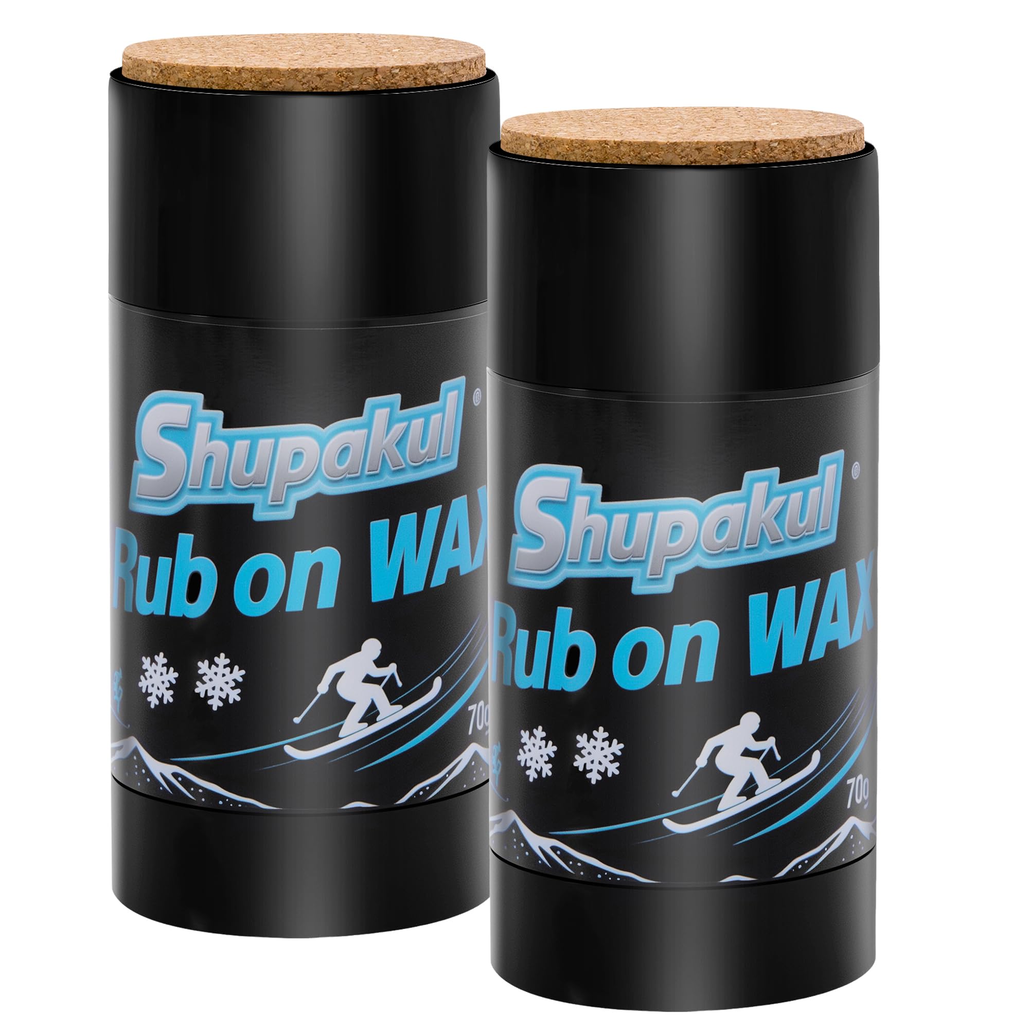 2 Pcs 70g Rub on Snowboard Wax, Portable Quick Ski Wax with Cork Applicator