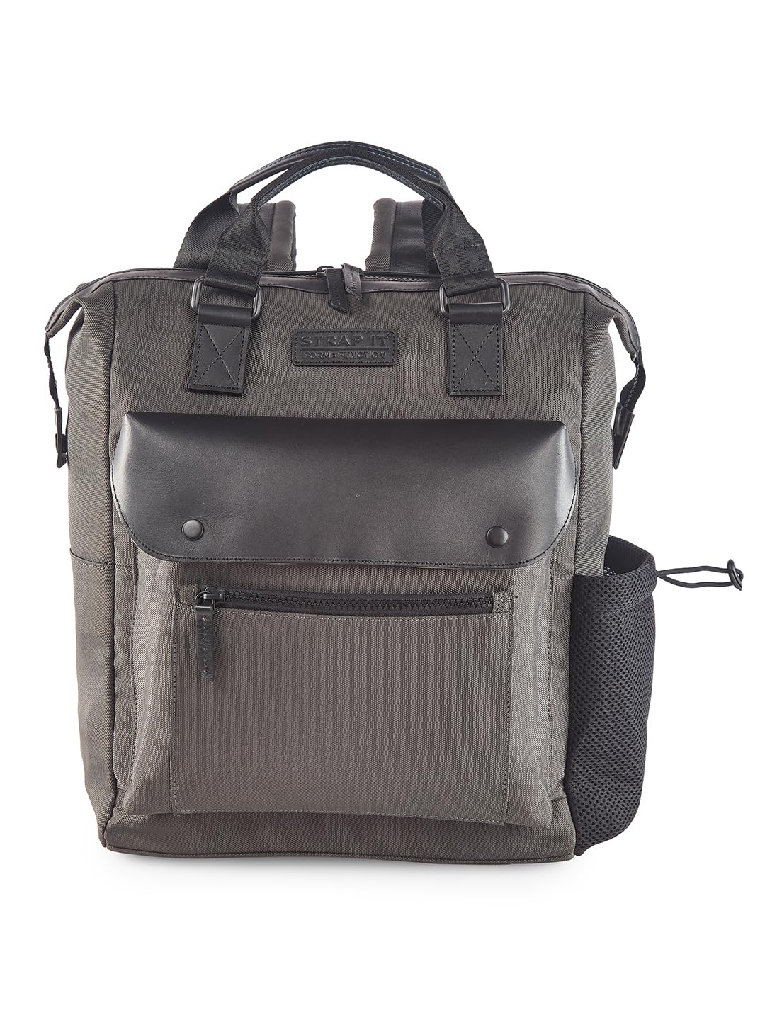 Strap It Erik Water Resistant Cordura Unisex Genuine Leather Laptop Backpack With Reflective Strip | Multipockets Premium Travel Backpack