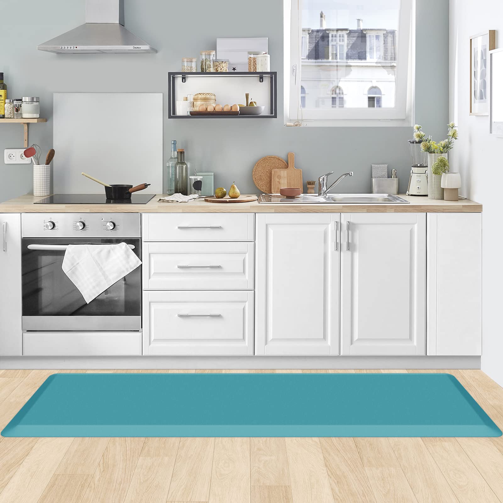 KitchenClouds Tappetino da Cucina Imbottito Anti-Fatica da 0,75 Pollici Tappeti e tappetini Antiscivolo Impermeabili per scrivania in Piedi Pavimento Confortevole per lavello Uffic