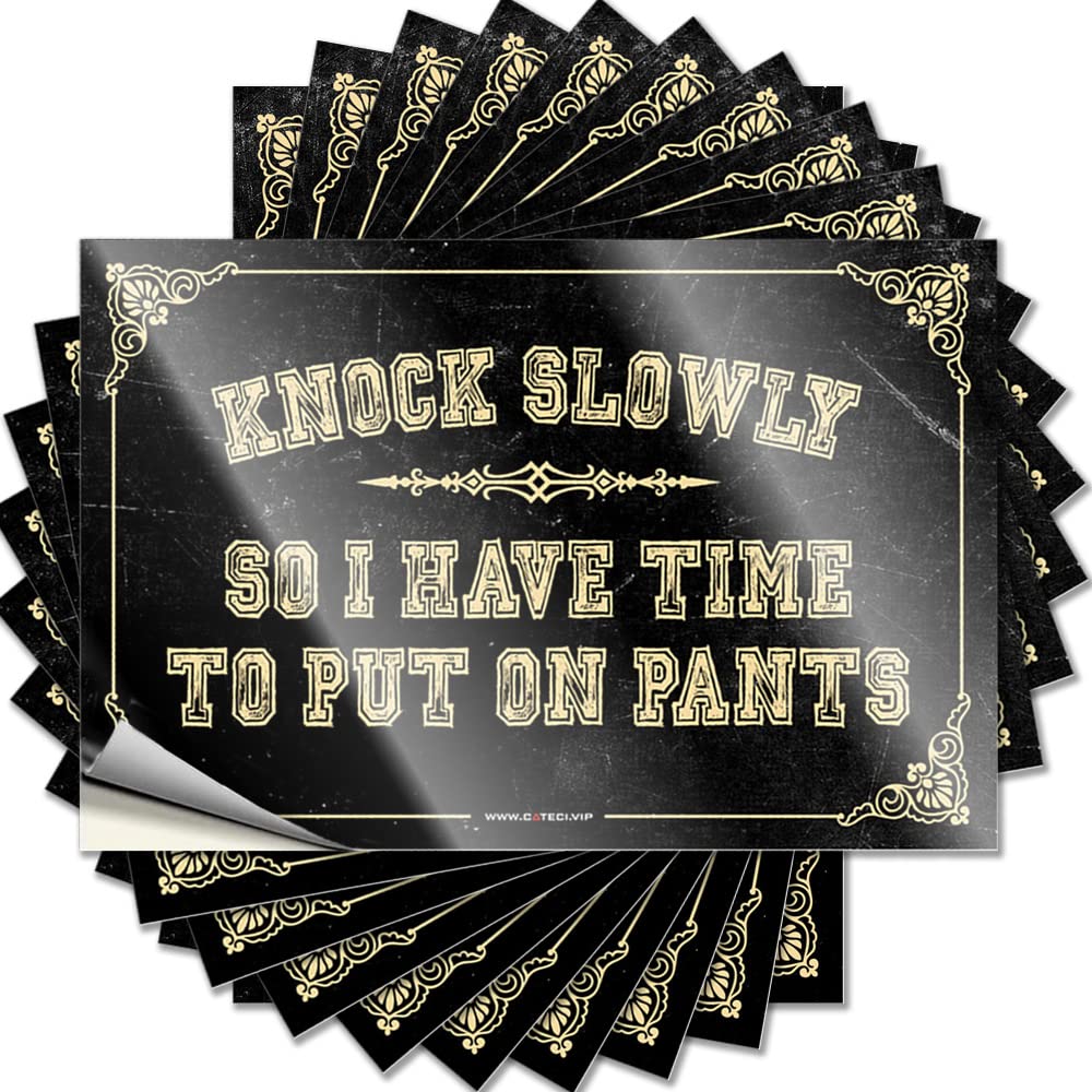 Fall Accessories Decals | Knock Slowly So I Have Time to Put On Pants Vintage Durable Vinyl Sticker Easy Apply for Car(8X12CM)