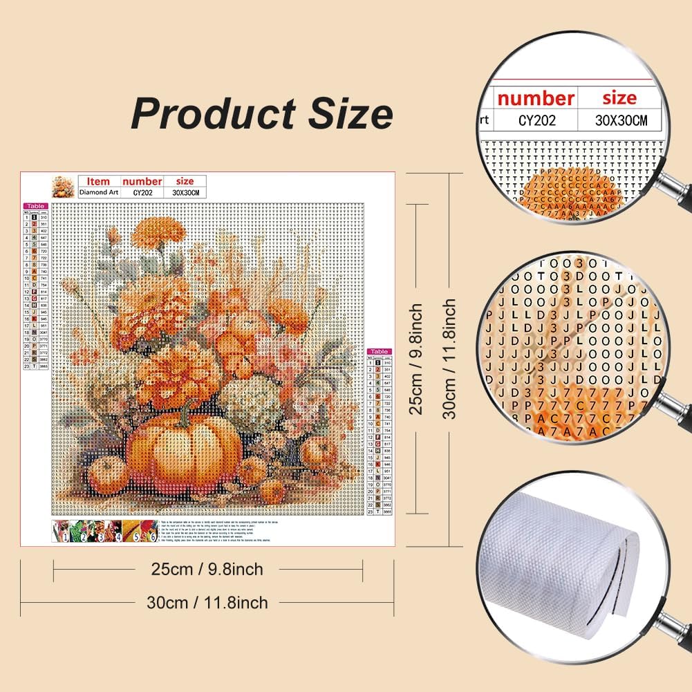 Stalente Diamond Painting Kits for Adults Autumn Pumpkin, 5D DIY Diamond Art Kits for Beginners Round Full Drill Diamond Painting for Home Wall Decoration Gift 12×12inch, Chrysanthemum Flower image 2