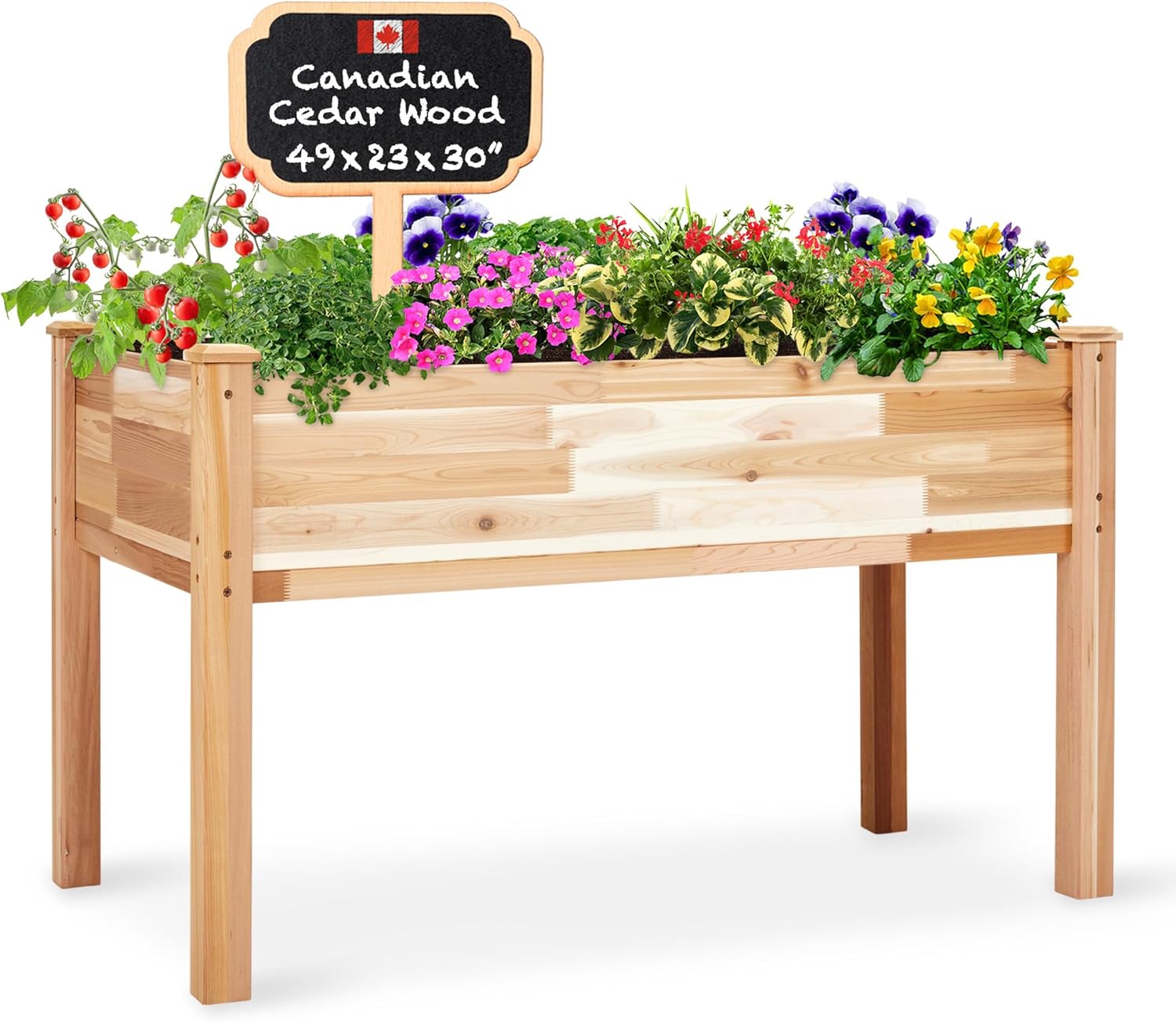 Jumbl Raised Canadian Cedar Garden Bed Elevated Wood Planter for