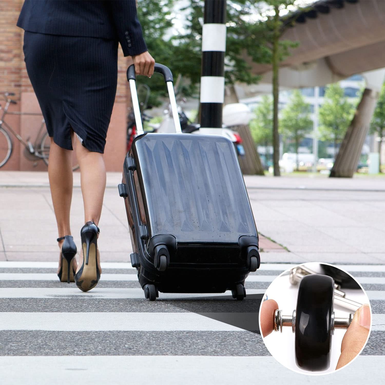 4 stuks kofferwielen vervanging, 50 mm * 18 mm reservewielen voor koffer universeel bagagewiel vervanging, Travelite kofferwielen vervangingswielen trolley vervangingswielen bagagevervangende wielen