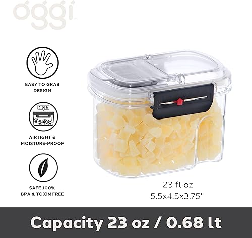 Miniatura 2 de Oggi Easi Grip - Contenedor de almacenamiento a prueba de humedad de 23 onzas, recipiente sellable sin BPA, tapa de vertido abatible, recordatorio
