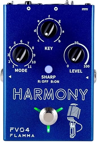 FLAMMA FV04 Harmony - Pedal de efectos de procesador vocal para reverberación de 12 tonos con 11 modos diferentes de armonía de 48 V Phantom Power