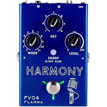 FLAMMA FV04 Harmony Vocal Processor Effect Pedal with Reverb, 12 Pitches, 11 Different Harmony Modes, 48V Phantom Power, Blue
