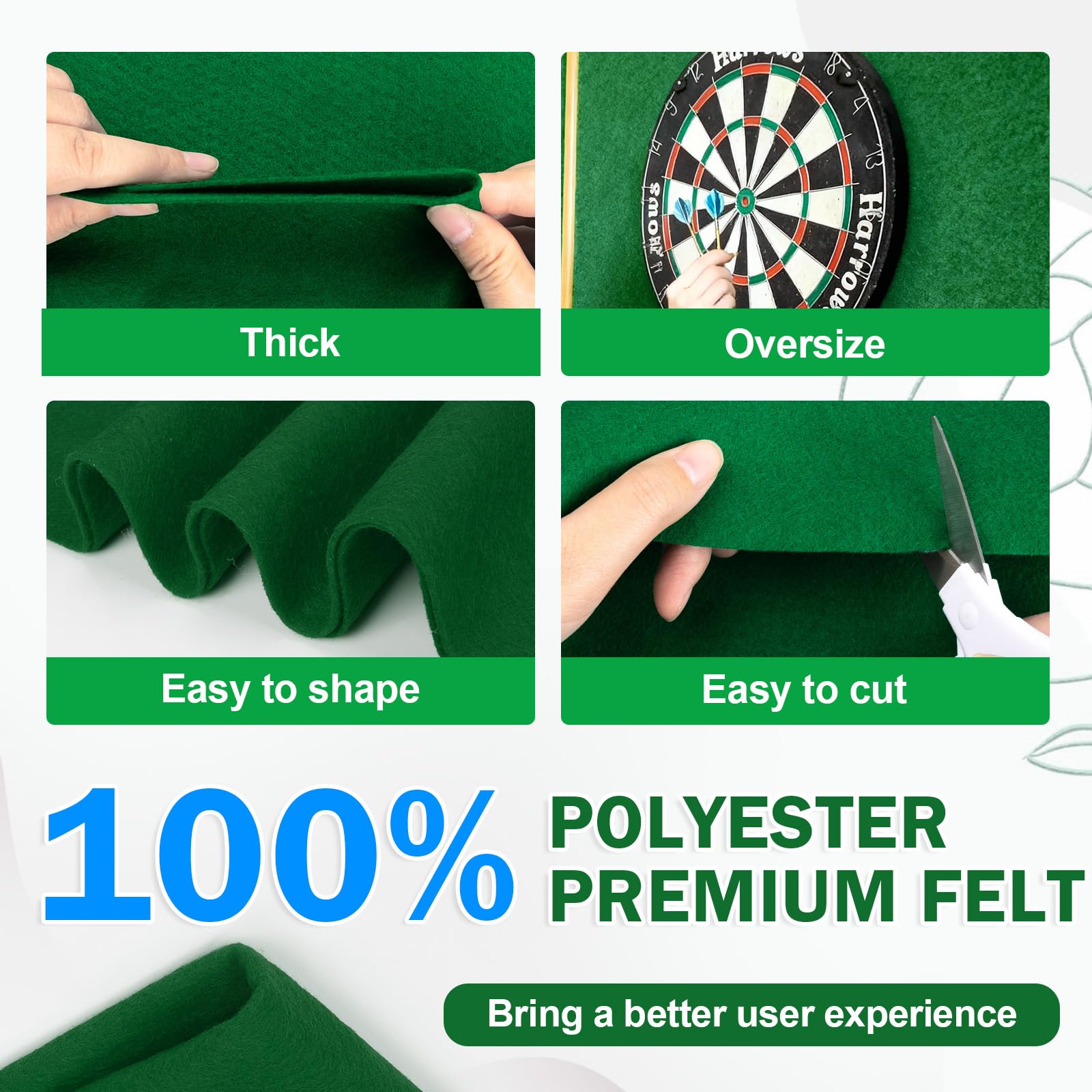 XSEINO Moss Green Large Felt Fabric 108" X 36 "(3 Square Yards), 1.4 mm Thick Soft Felt Fabric Sheet for Crafts, Green Series Colors Soft Nonwoven Fabric, Fit for Decoration, Sewing, DIY Crafts - 5