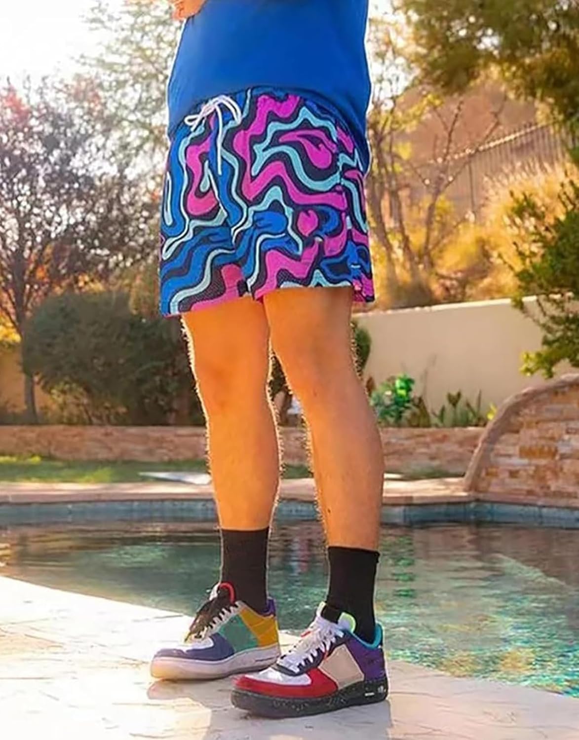 Mens Graphic Shorts Casual Drawstring Running Workout Streetwear Lightweight Basketball Shorts - Image 2