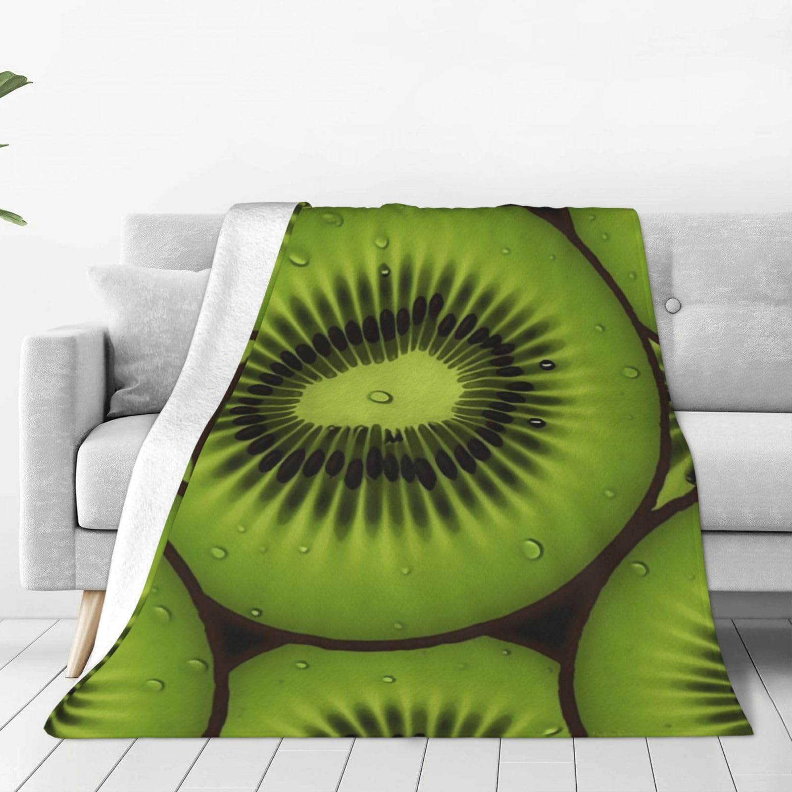 Kiwi Slices Throw Blanket for Couch, Plush Fuzzy Soft Flannel Blankets and Throws for Sofa, 60"x50" Bed Blankets for Travel Camping Chair, All Season Warm Fleece Blanket