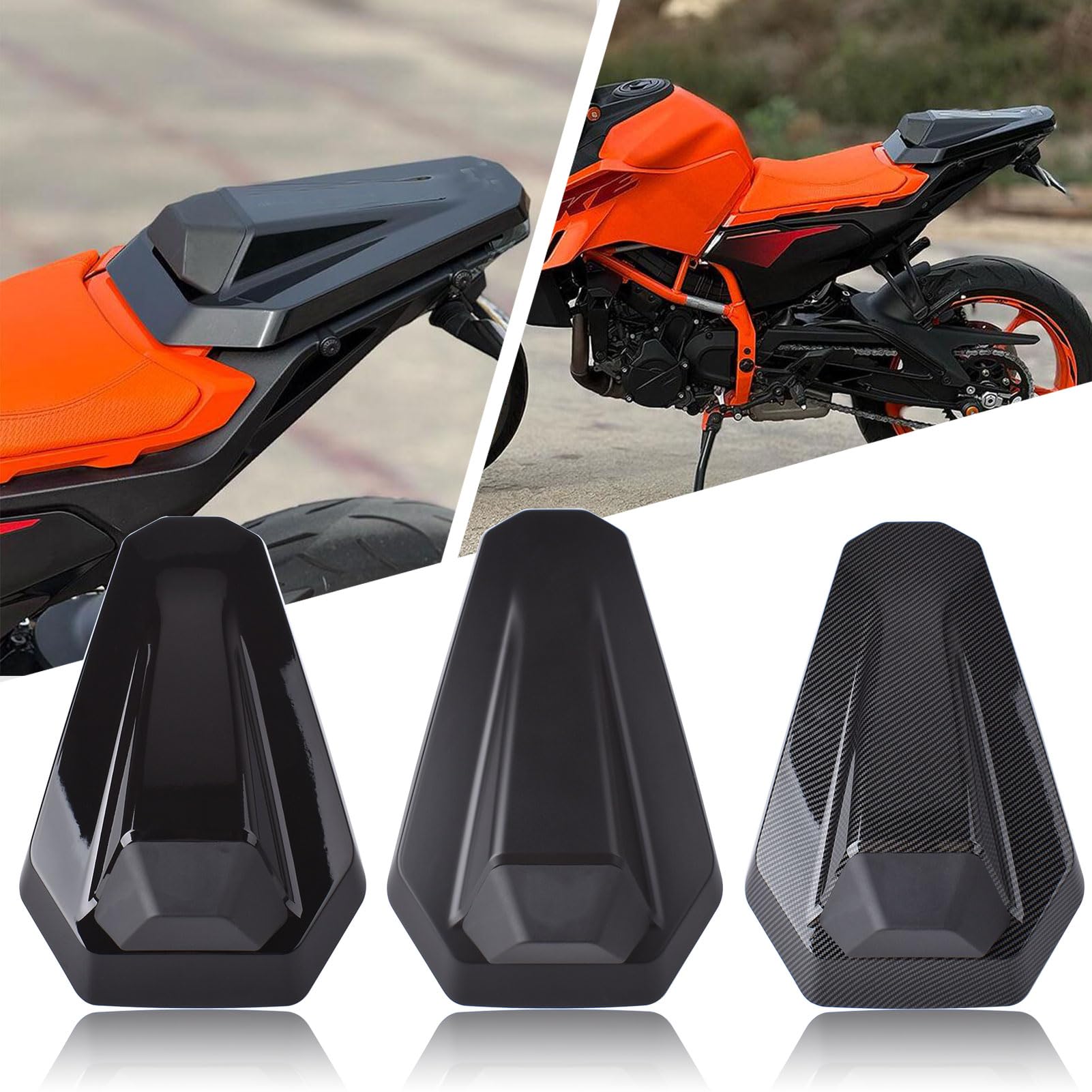Capot de siège arrière Passager de Moto Carénage de siège arrière Solo K&T&M Duke 390 DUKE390 DUKE-390 2024 2025 Accessoires (Noir Brillant)