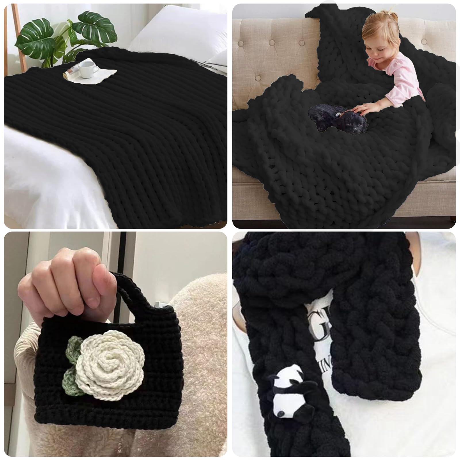 Lana Gorda Ovillo De Lana Gruesa De 500 G (2 X 250 G), 54 M, Felpilla  Suave, Hilo Grueso Para Tejer Con Los Brazos, Para Tejer Mantas, Bufandas,  Gorros Para Lana Gruesa, image size:1600x1600