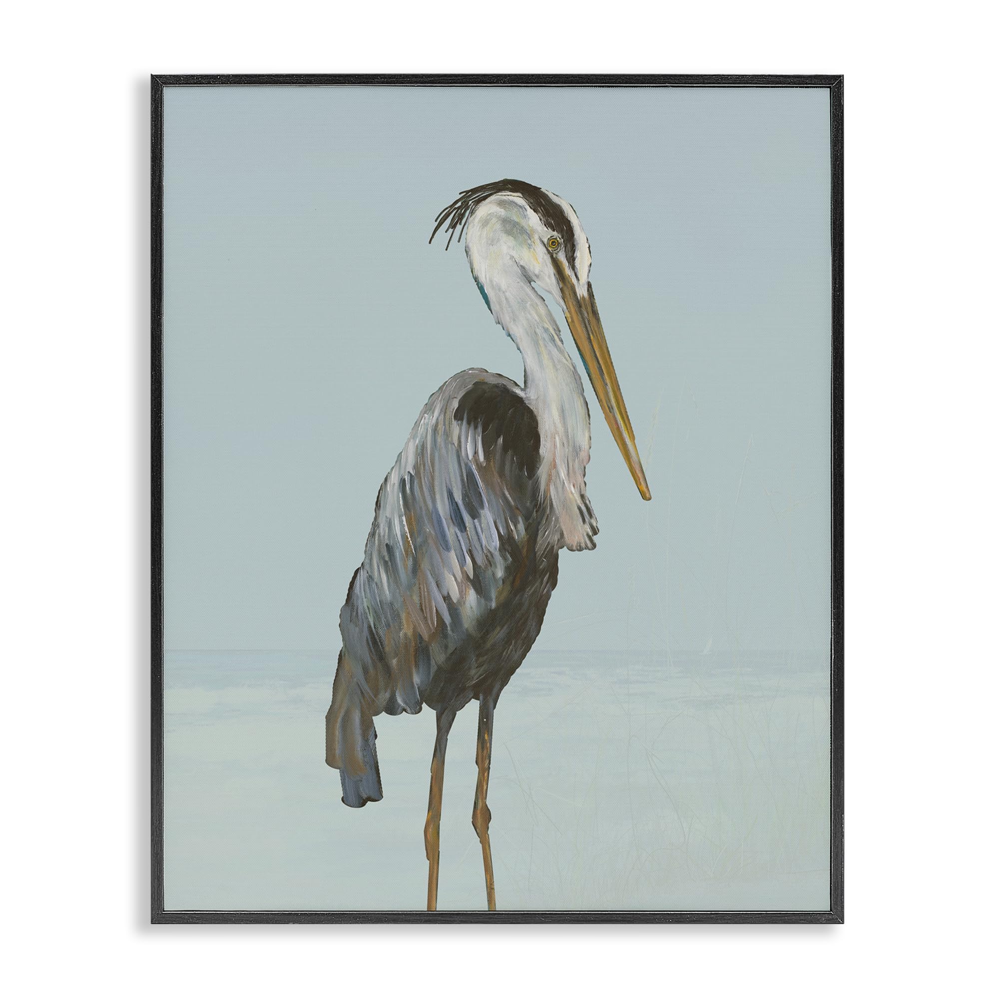 Stupell Industries 'Coastal Pelican Muted Blue', Framed Giclee Art, Black, 11 x 14 Inches, Easy to Hang and Sturdy, Made in USA, by Julie DeRice